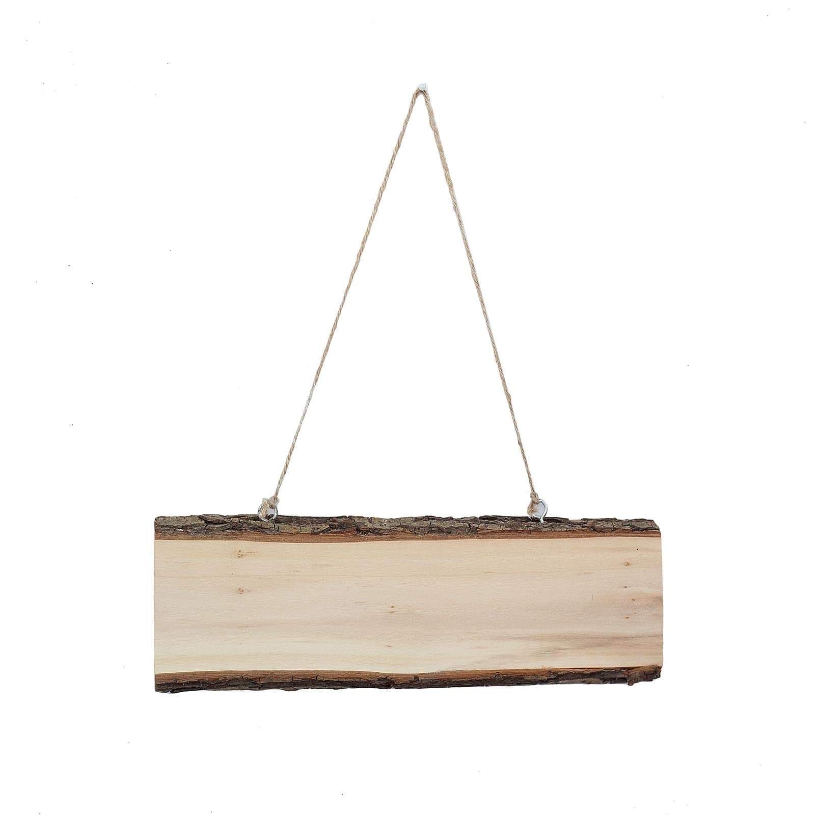 2 Pack 10.5 Inch Long Rectangular Natural Wood Plaques - Rustic Brown Hanging Wall Signs for Home Decor, Farmhouse Style, Wedding & Party Decorations