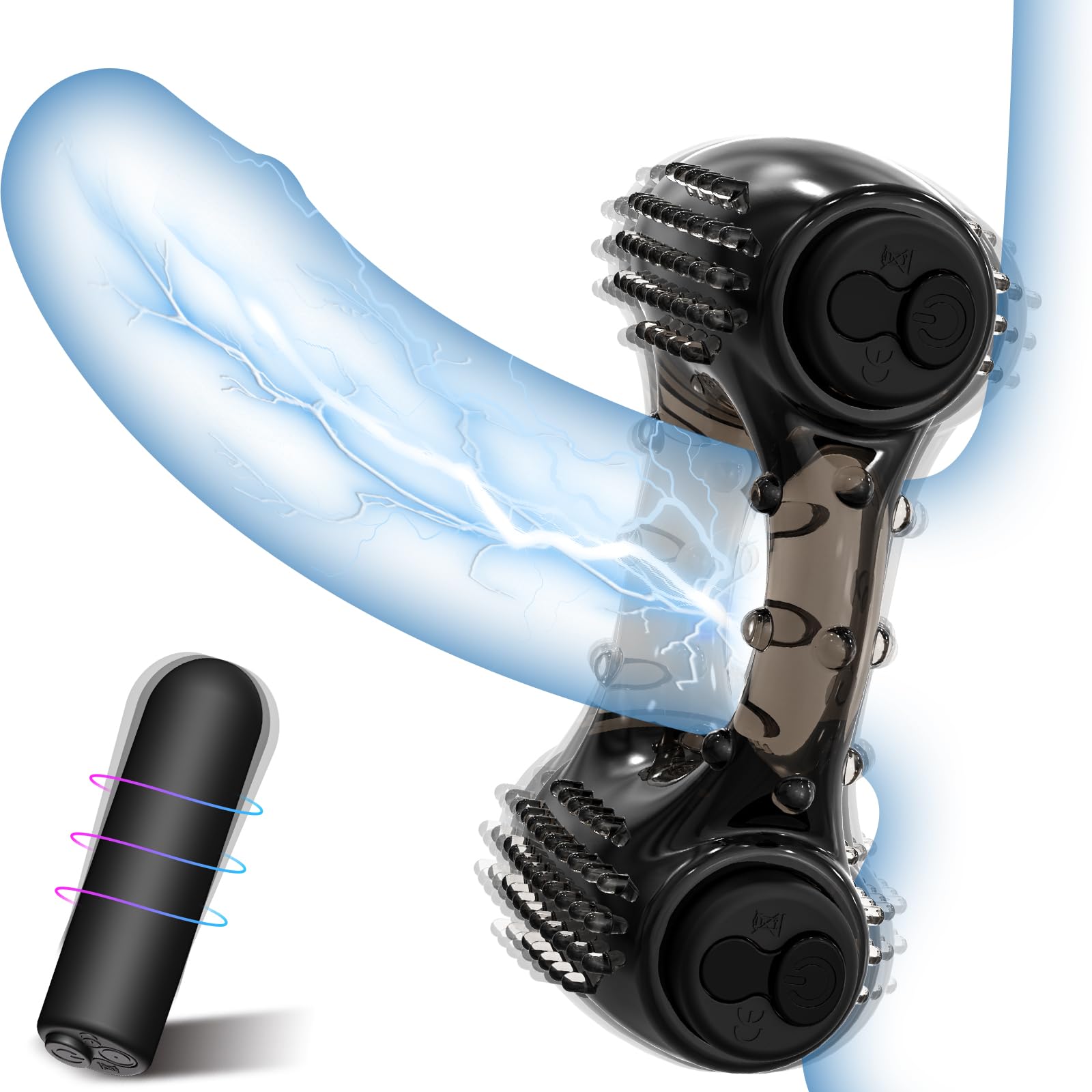 Dual Bullet Vibrating Cock Ring for Men – Powerful 10-Speed Penis Sleeve with Clitoral Stimulator | Couples Sex Toy for Enhanced Erection & Delayed Ejaculation | Perfect for Romantic Nights & Spicing Up Your Intimate Life