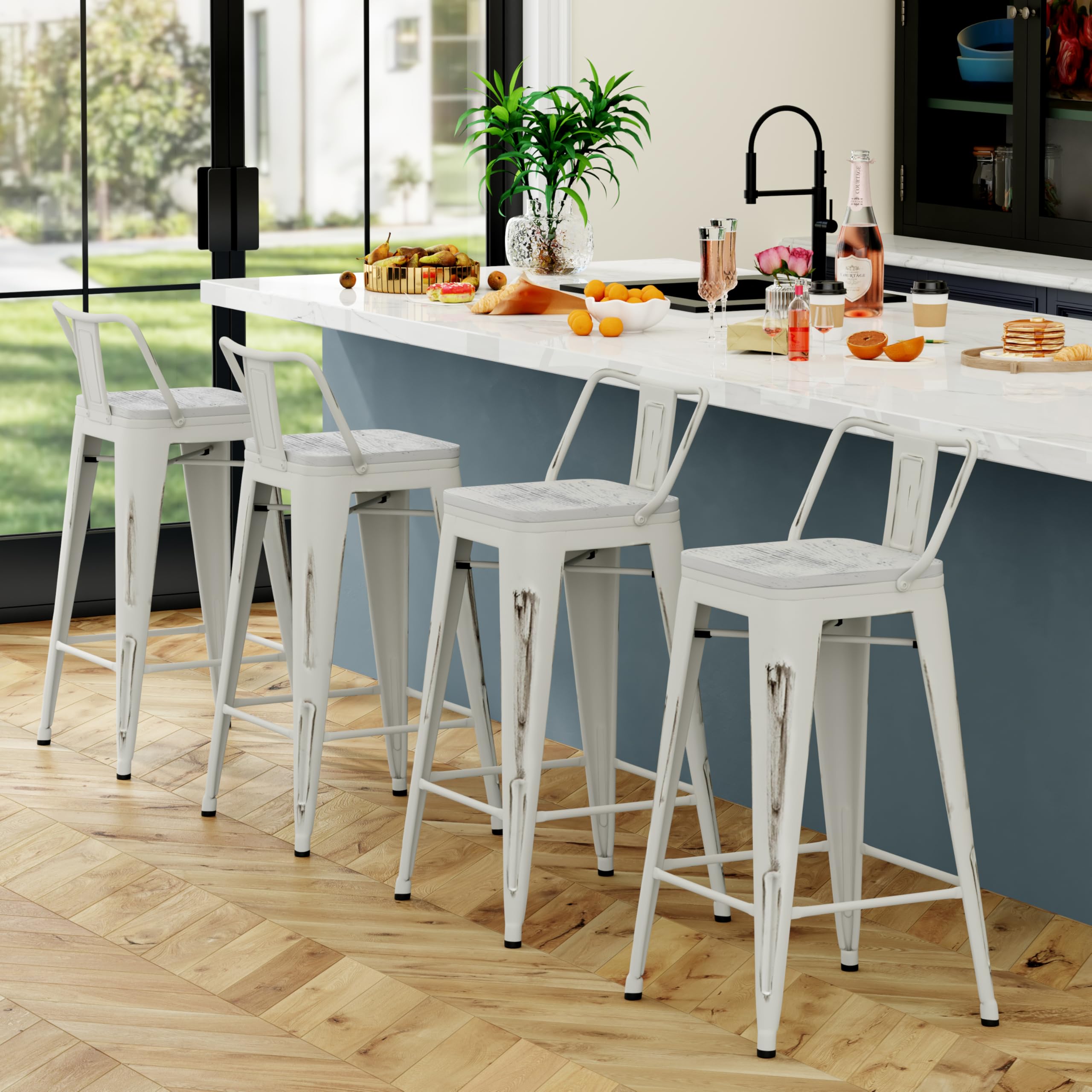 Yongchuang Industrial Metal Barstools Set of 4 - 24