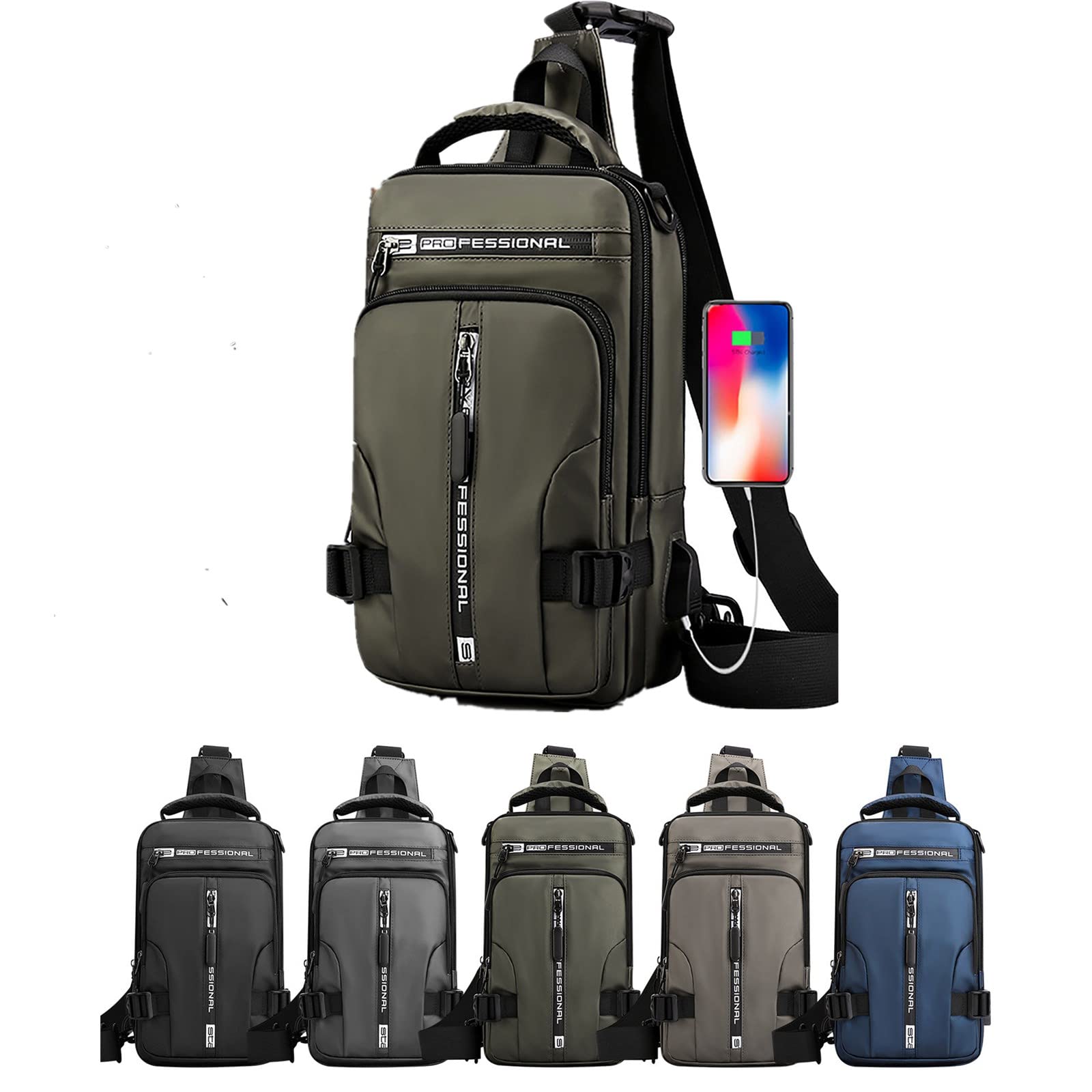 Multi-Functional Crossbody Bags for Women & Men - Small Backpack with USB Charging Port, Lightweight One Shoulder Bag for Travel, Hiking, Work & Daily Use