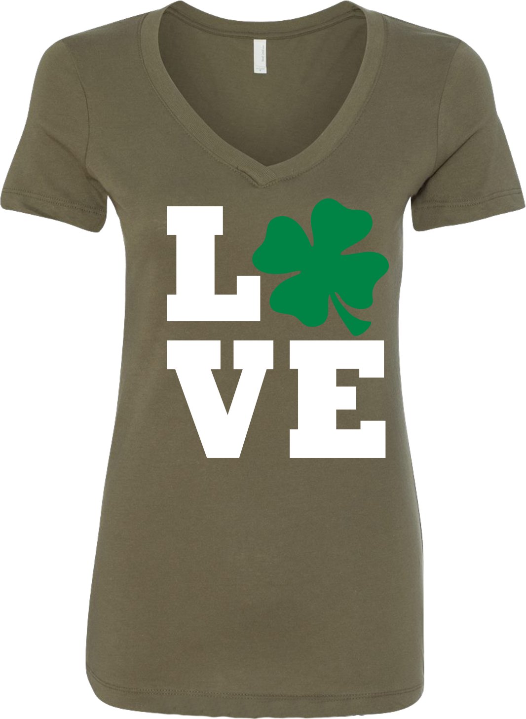St. Patrick's Day Shamrock Love V-Neck T-Shirt for Women | Festive Holiday Apparel for Parties & Irish Celebrations