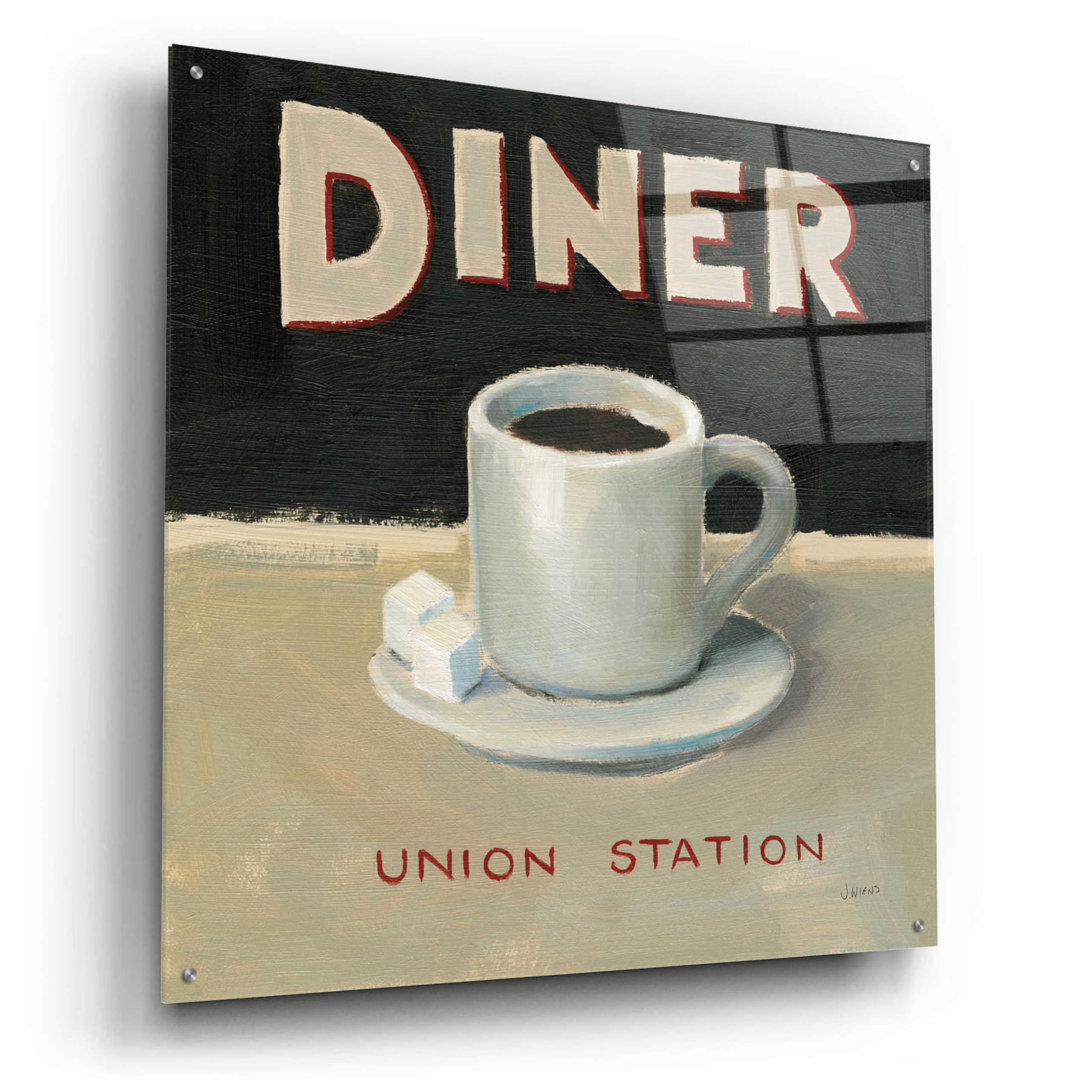 Epic Art 'Coffee Spot II' by James Wiens - 36x36 Inch Acrylic Glass Wall Art Painting for Living Room, Bedroom & Office Decor