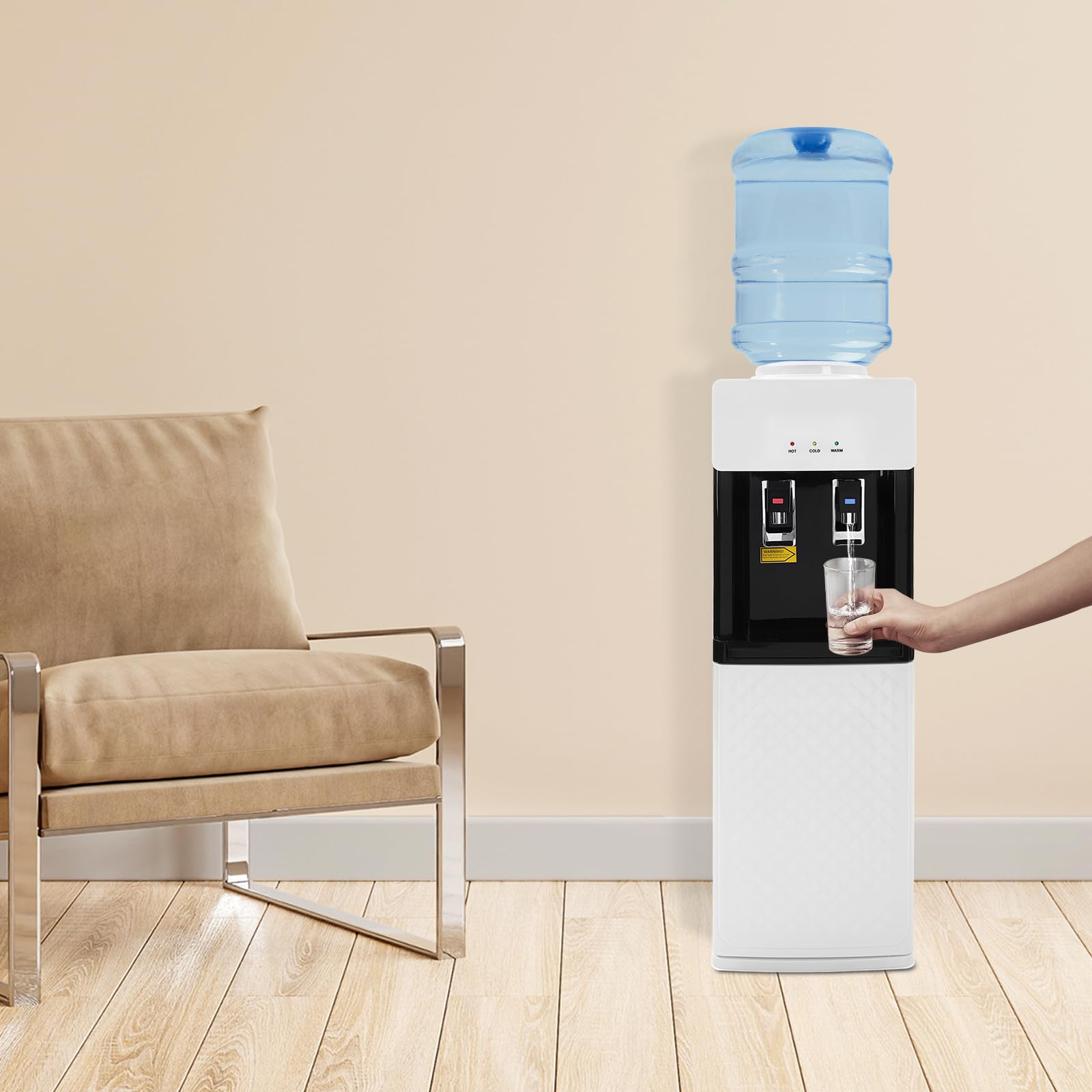 550W Top Loading Hot and Cold Water Dispenser - 5 Gallon Floor Standing Water Cooler with Drinking Fountain, 110V for Home, Office, School, Party & Commercial Use | Perfect for Hydration in Workplaces, Events and Daily Life
