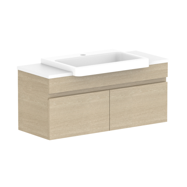 ADP Glacier Pro Semi Recessed All Door Slim Vanity with Solid Surface Top - Modern Bathroom Sink Cabinet for Small Spaces, Perfect for Apartments and Powder Rooms