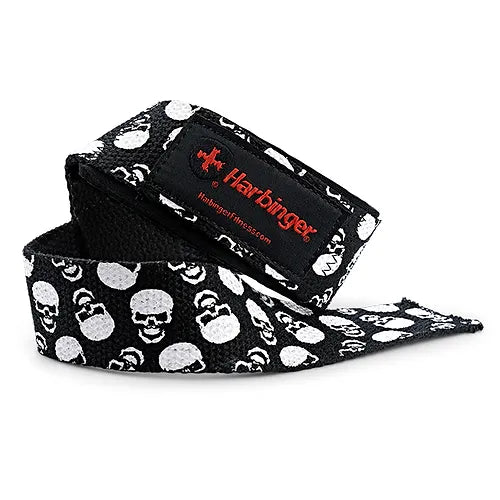 Harbinger Unisex Padded Cotton Weight Lifting Straps with Skull Design - Perfect for Gym, CrossFit & Strength Training