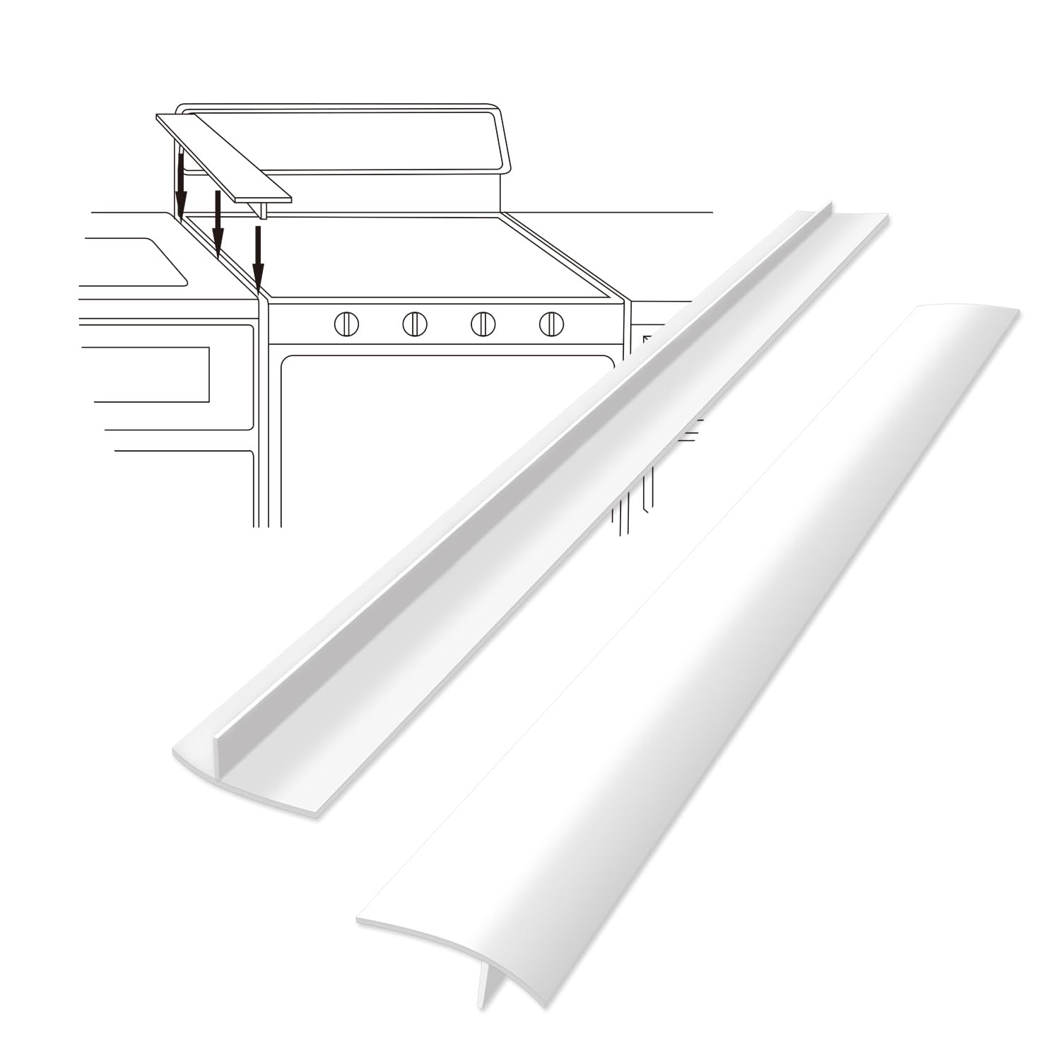 Heat Resistant Silicone Stove Gap Covers (2 Pack) - 21 Inch White Countertop Protector for Kitchen Safety - Perfect for Preventing Spills & Crumbs Between Stove and Counter