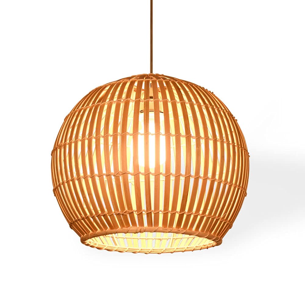 Creative Bamboo Weaving Pendant Light - Handwoven Natural Rattan Hanging Lamp with E27 Socket for Living Room, Dining Room, Bedroom - Rustic Ceiling Fixture for Home Decor, Indoor Illumination, and Cozy Ambiance