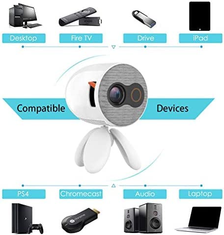 KRASS Mini Portable LED Projector - 1080P HD Wireless Video Projector for Phone, PC, HDMI, USB | Home Cinema, Party Games & Outdoor Movie Nights | White (UK Plug) - Collector88 Edition