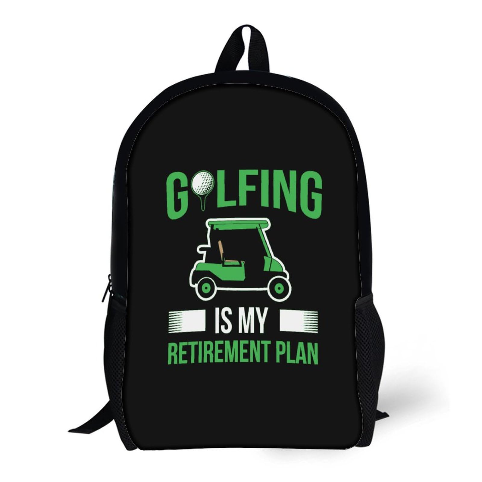 IOEDTHBJ 17 Inch Golf Backpack - 3D Printed Laptop Backpack for Men & Women, Perfect for School, Work & Travel | Durable Computer Bag with Retirement Plan Design | Ideal for Golfers, Students & Professionals