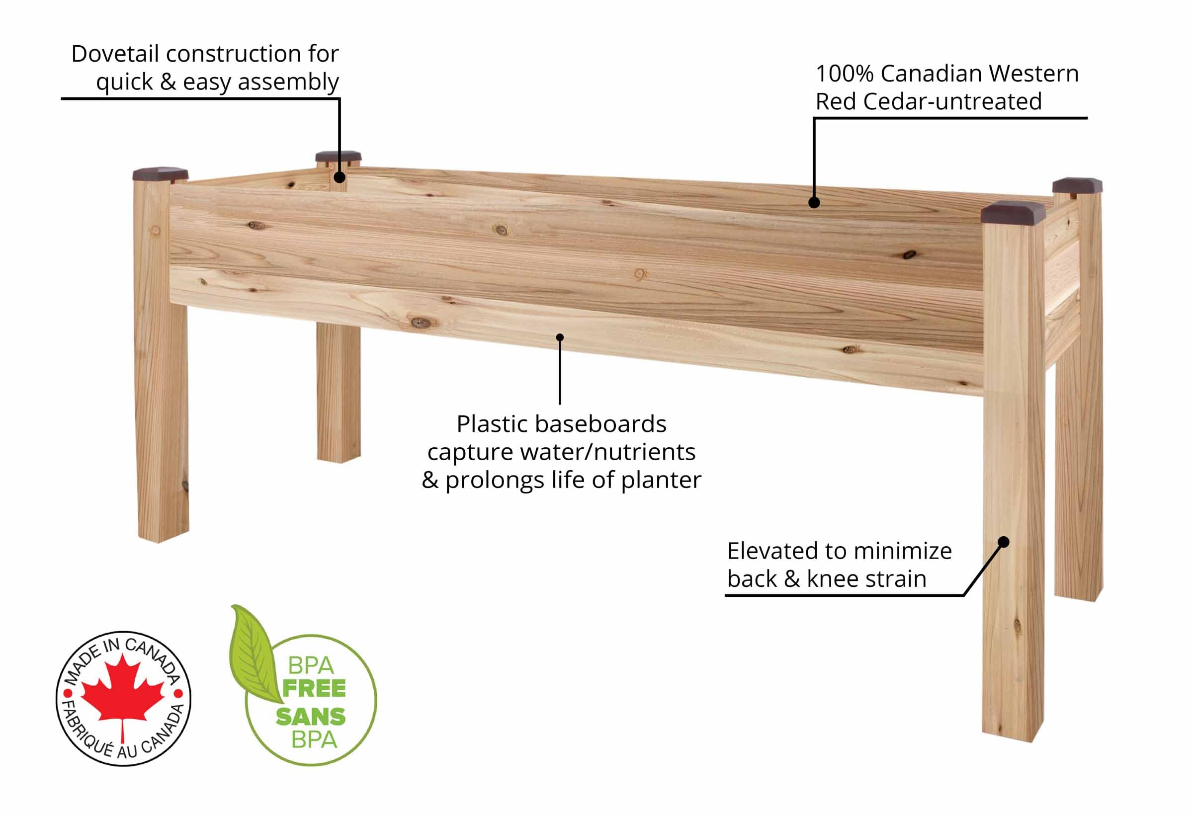 Elevated Cedar Planter Box with Greenhouse & Bug Net Cover - 23