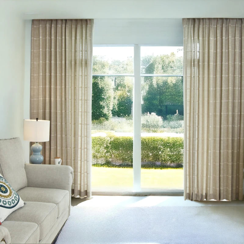 Ryann Geometric Stripe Grommet Sheer Custom Curtains for Living Room & Bedroom - Light Filtering Window Drapes with Modern Design