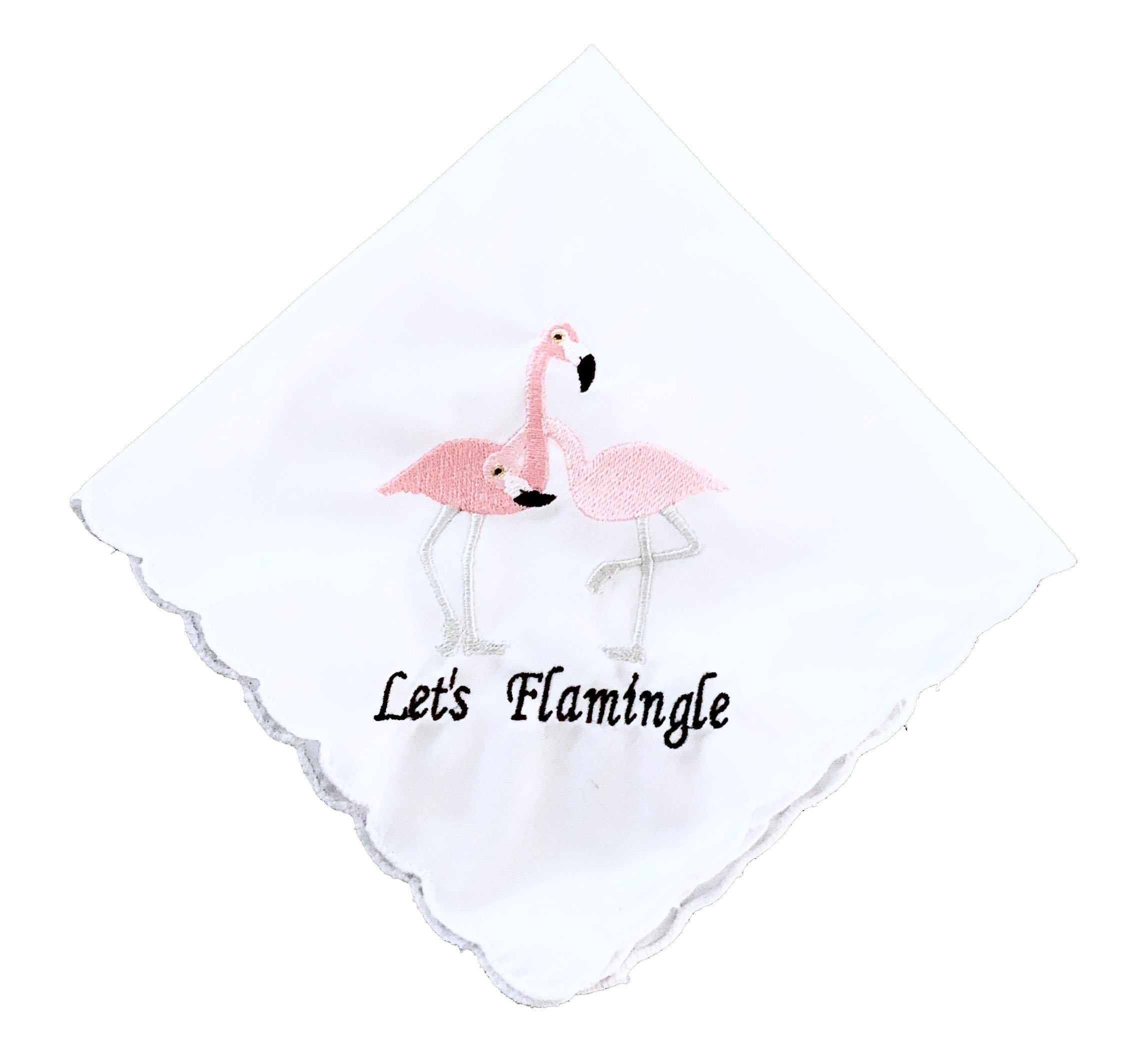 Personalized Embroidered Flamingo Wedding Handkerchief - Elegant Wedding Favor Gift for Bridesmaids & Guests - Perfect for Beach, Tropical, or Destination Weddings