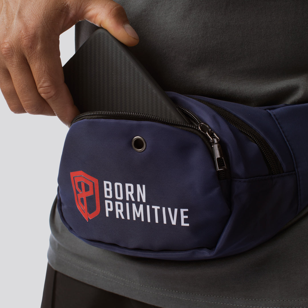 Born Primitive Crew Fanny Pack (Navy) - Durable Waist Bag for Hiking, Running & Travel - Hands-Free Storage for Essentials