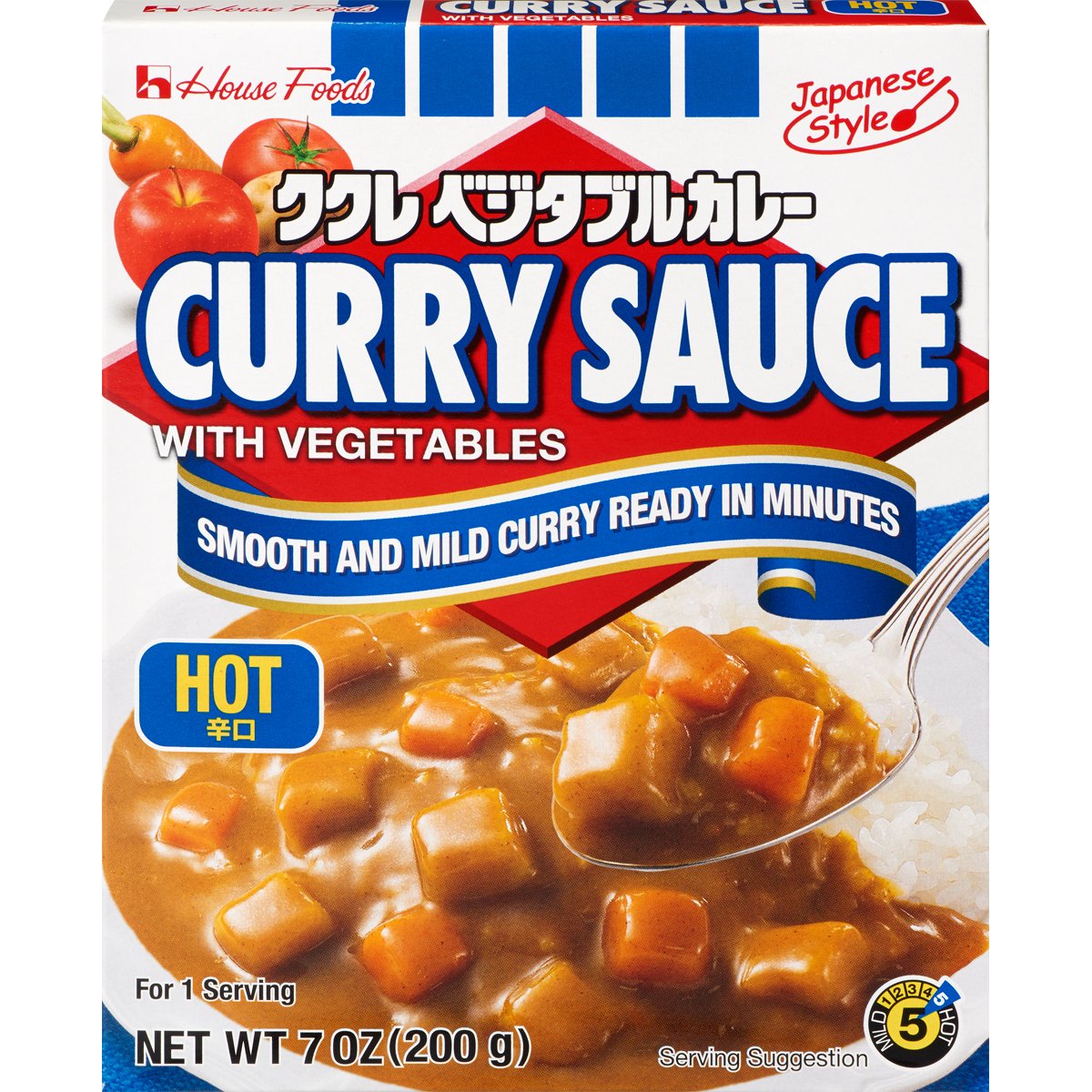 House Foods Spicy Vegetable Curry Sauce - 7 Ounce Box (Pack of 10) | Authentic Japanese Curry | Perfect for Rice, Noodles & Home Cooking