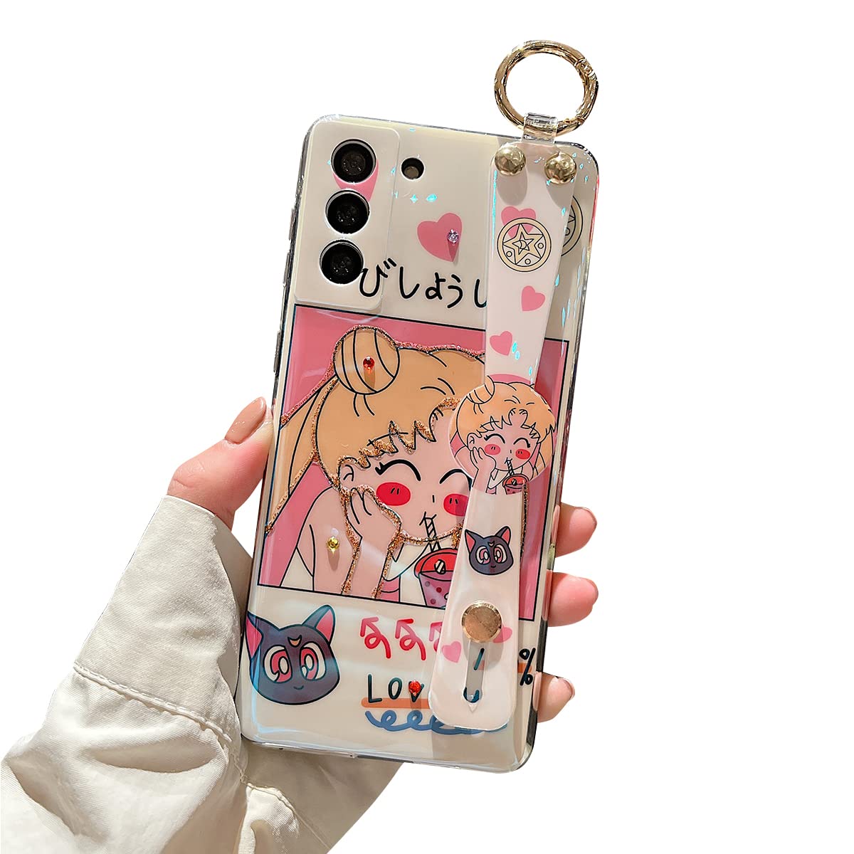 Cute Cartoon Girl Glitter Bling Shockproof TPU Case for Samsung Galaxy S22 Plus 6.6