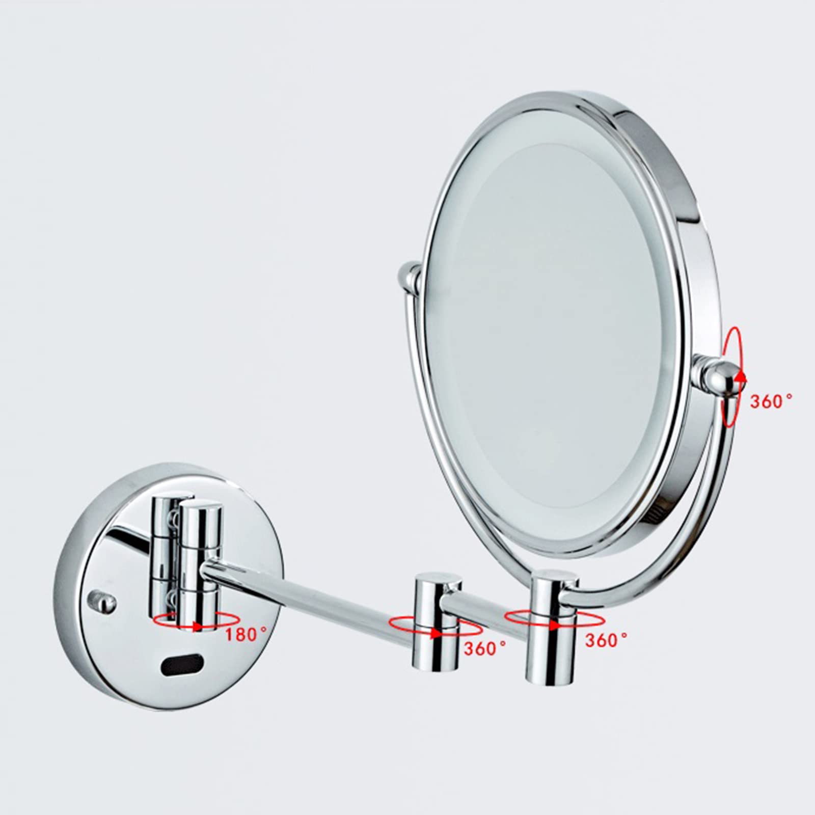 8 Inch Wall Mounted Double Sided 1X/10X Magnifying Makeup Mirror with LED Lights & Infrared Sensor - 360° Swivel Extendable Vanity Mirror for Bathroom, Shaving, Cosmetics Application | HD Black Hardwired Mirror for Perfect Grooming & Makeup