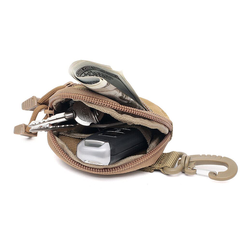 Tactical MOLLE Pouch - Small Multi-Function EDC Organizer Bag for Keys, Wallet, Wireless Headset & Coins - Durable Zippered Pocket Pouch for Outdoor, Hiking, Camping & Everyday Carry Essentials
