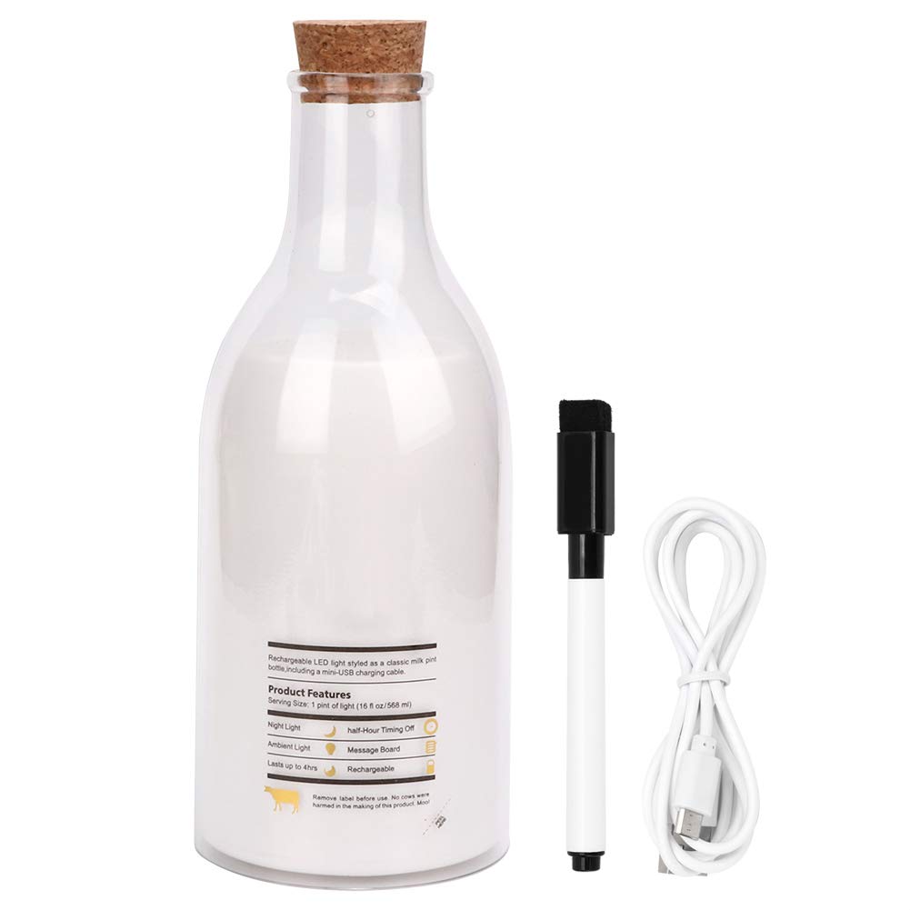 CHICIRIS USB Rechargeable LED Night Light - Milk Bottle Shape Bedside Lamp with Customizable Messages, Perfect for Bedrooms, Nurseries & Home Decor | Dimmable Mood Lighting for Kids Rooms, Hallways & Nighttime Reading