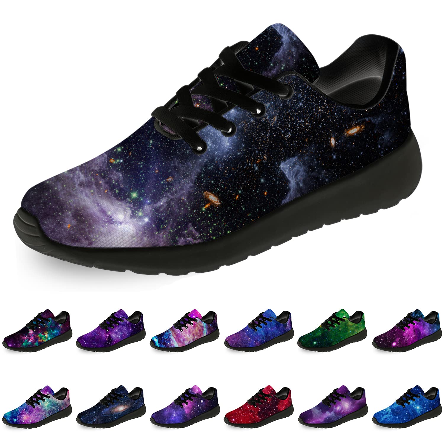 **Galaxy Running Shoes for Women & Men - Lightweight Walking & Tennis Sneakers with Starry Sky Design - Perfect for Jogging, Gym Workouts & Casual Wear - Size 5 Men/7 Women Black**