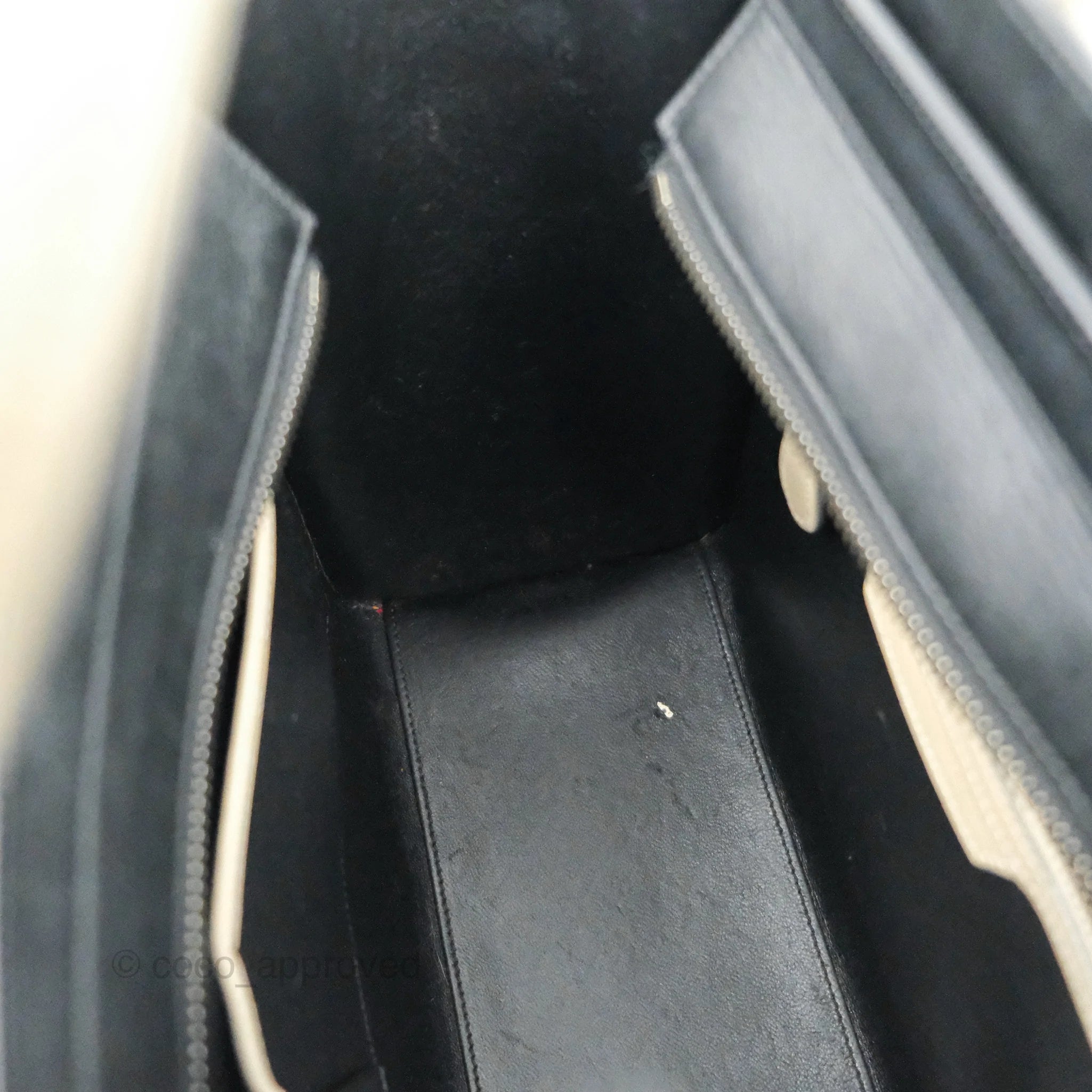 Celine Micro Luggage Bag in Taupe, Blue & Black Calfskin Leather - Perfect for Work, Travel & Everyday Luxury Handbag