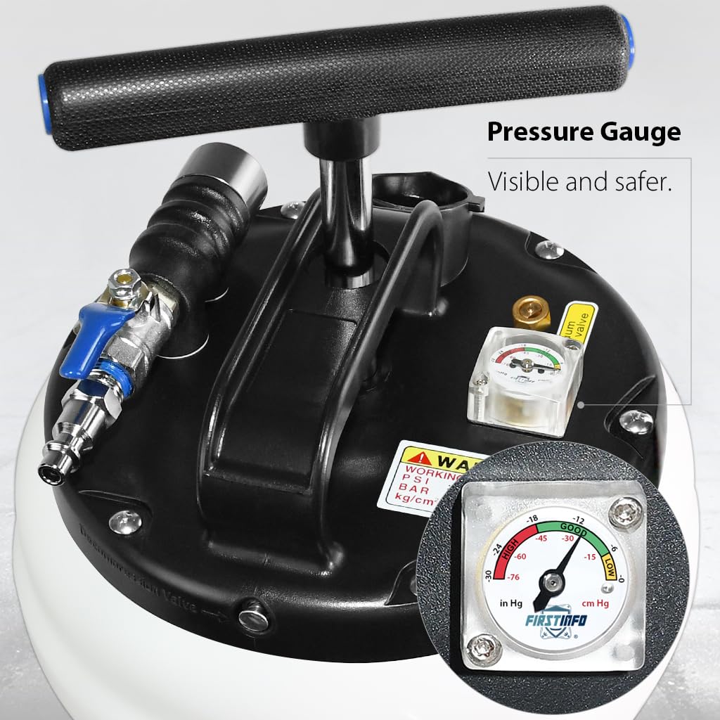 FIRSTINFO A1107USY5 3rd Gen 10.5L Manual & Pneumatic Oil Vacuum Extractor Pump with Safety Valve | 51