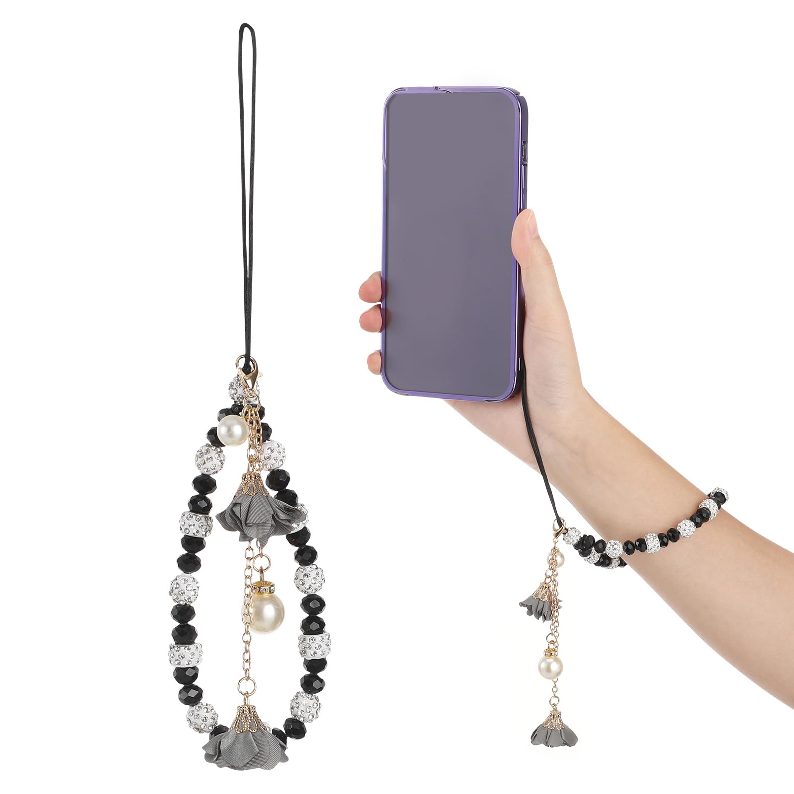 Creative Crystal Flower Phone Strap - Non-Slip Lanyard for Phones & Keys | Perfect for Work & Travel