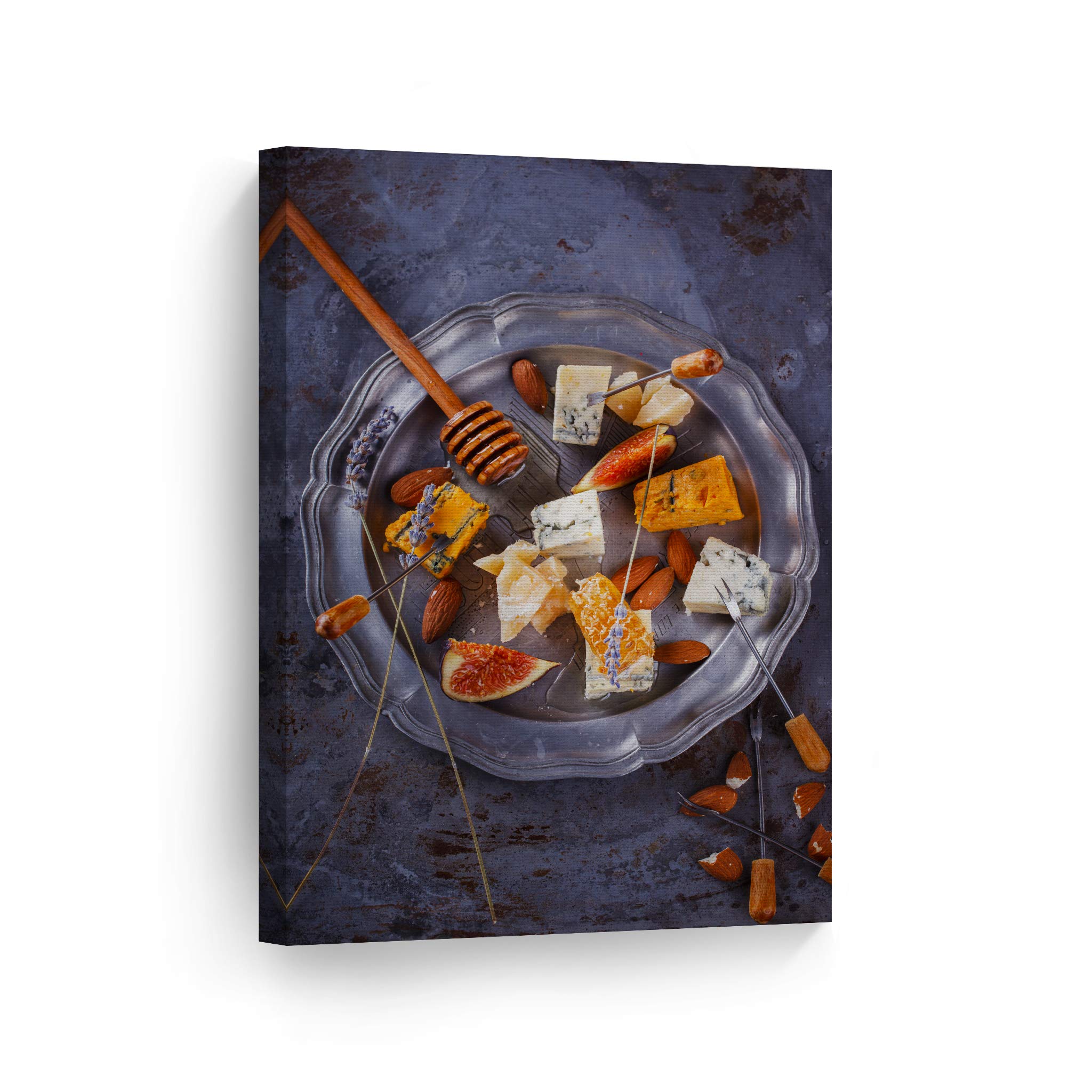 Delicious Cheese Plate & Honey Kitchen Canvas Wall Art Print - Modern Farmhouse Decor for Restaurant, Cafe & Dining Room - Housewarming Gift (36x24) Ready to Hang - Perfect for Rustic Kitchens & Cozy Dining Spaces