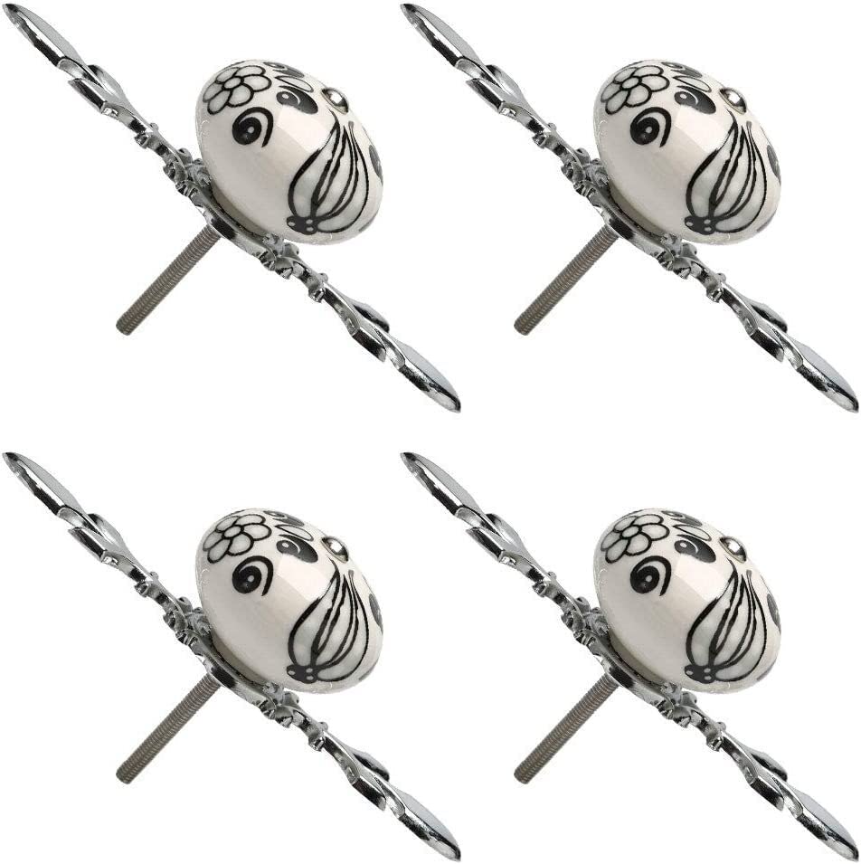 Vintage Ceramic Drawer Knobs & Handles - 4pcs Antique Style Cabinet Pulls for Furniture, Wardrobe, Dresser, Cupboard & Door Decoration - Perfect for Home Renovation & DIY Projects