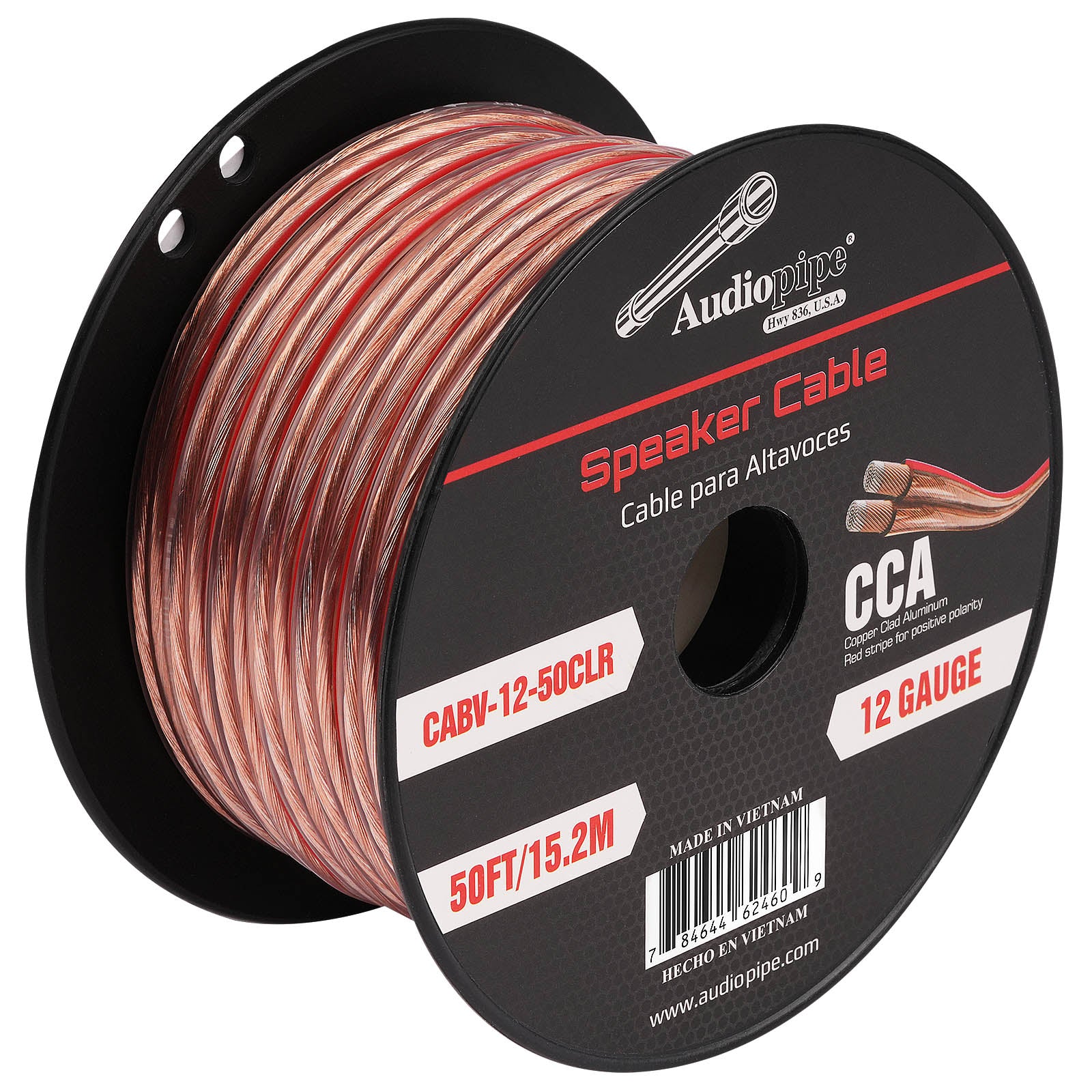 50FT 12AWG Speaker Cable - High Performance Oxygen-Free Copper Wire for Home Theater, Studio & Outdoor Audio Systems (CABV 12 50CLR) - Perfect for Surround Sound, PA Systems & DJ Equipment