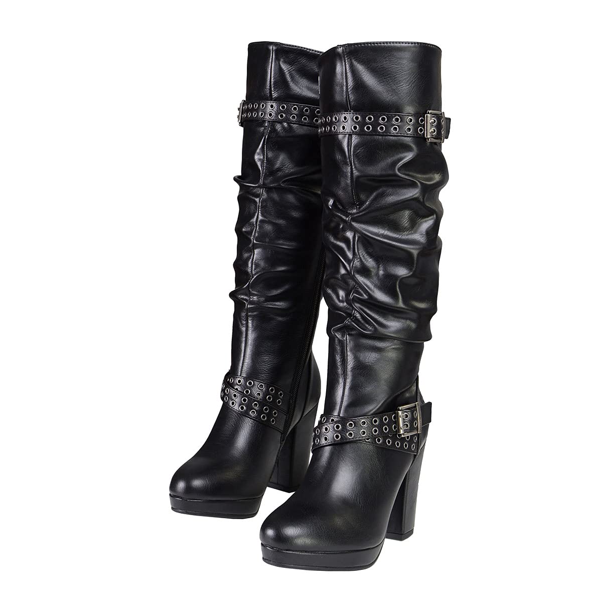 Premium Milwaukee Leather Women's Tall Black Fashion Biker Boots - Size 8 | Stylish Casual Riding & Everyday Wear for Motorcycle Enthusiasts