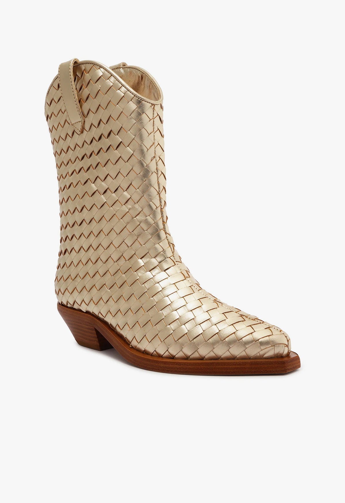 Cicera Women's Woven Metallic Leather Ankle Booties - Stylish Pointed Toe Booties for Fall/Winter, Office, Party & Night Out
