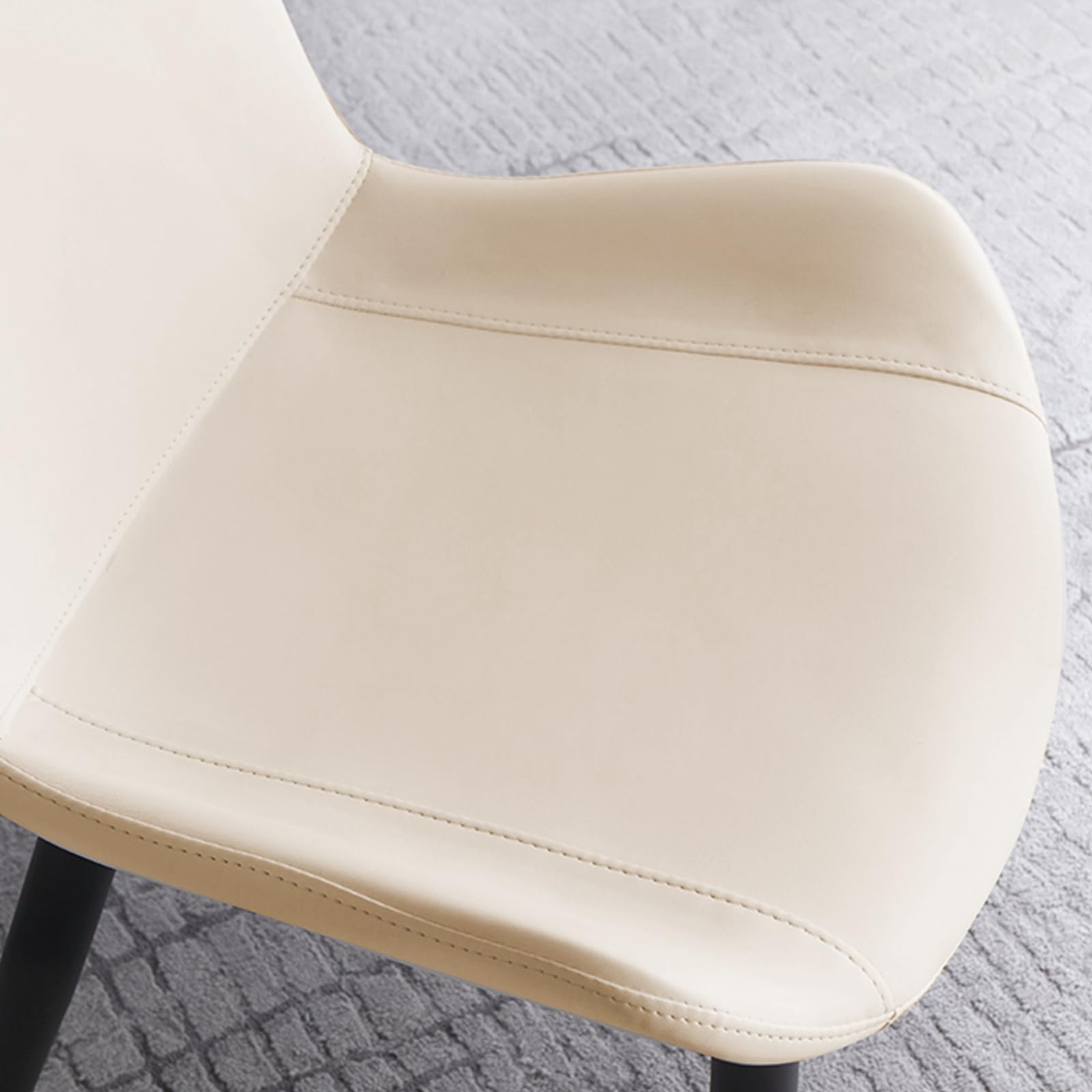 Modern PU Leather Dining Chairs Set of 2 - Sturdy Metal Legs & Upholstered Seats - Beige Accent Side Chairs for Kitchen, Living Room & Dining Room - Perfect for Family Dinners & Home Decor