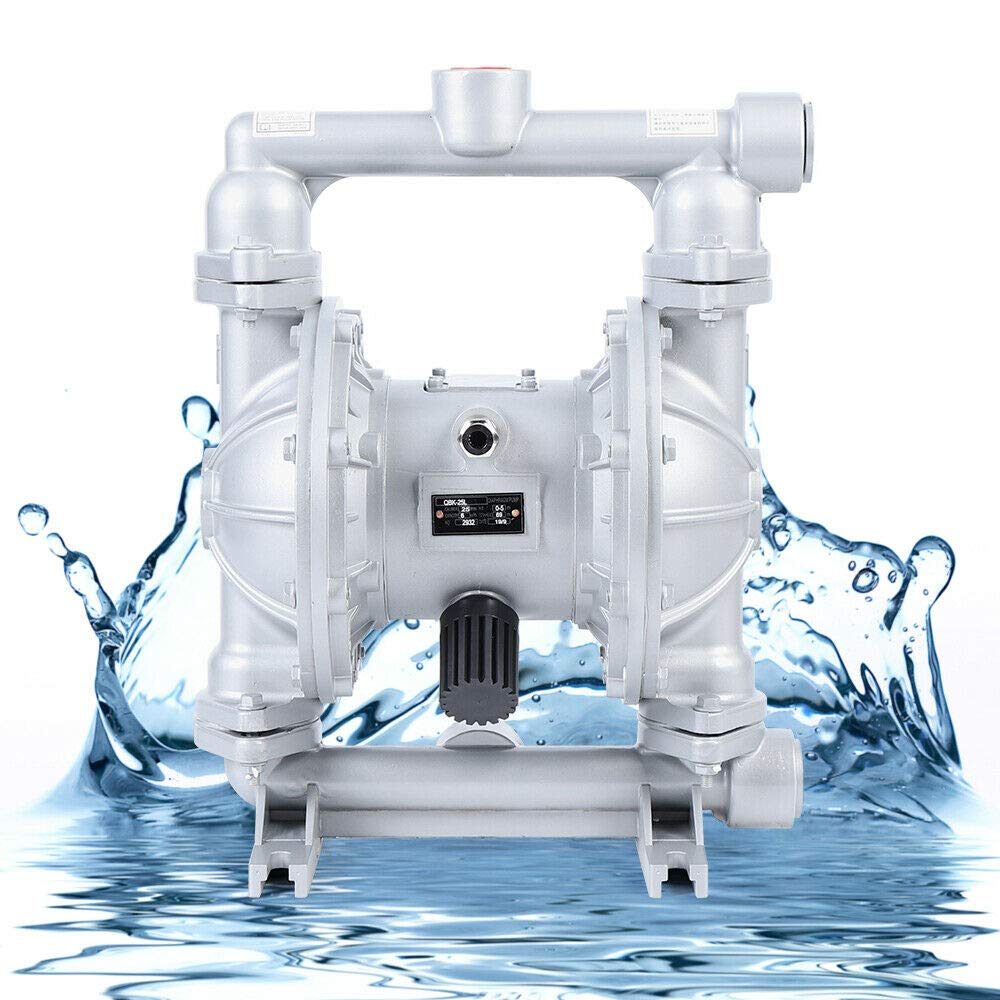 24 GPM Air-Operated Double Diaphragm Pump - 1 Inch Inlet & Outlet - Heavy Duty Waste Oil & Water Transfer Pump - 115 PSI for Petroleum, Chemicals & Industrial Fluids (Silver) - Ideal for Fuel Transfer, Waste Disposal & Industrial Applications