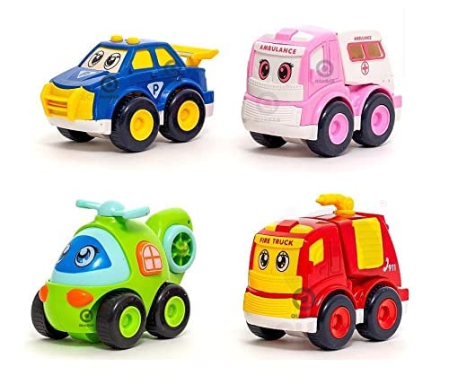 Unbreakable Pull Back Toy Cars for Toddlers - 4-Pack Durable Engineering Fun Trucks & Automobiles for Kids (Multicolor) - Perfect for Indoor Play, Birthday Gifts & Learning STEM Concepts