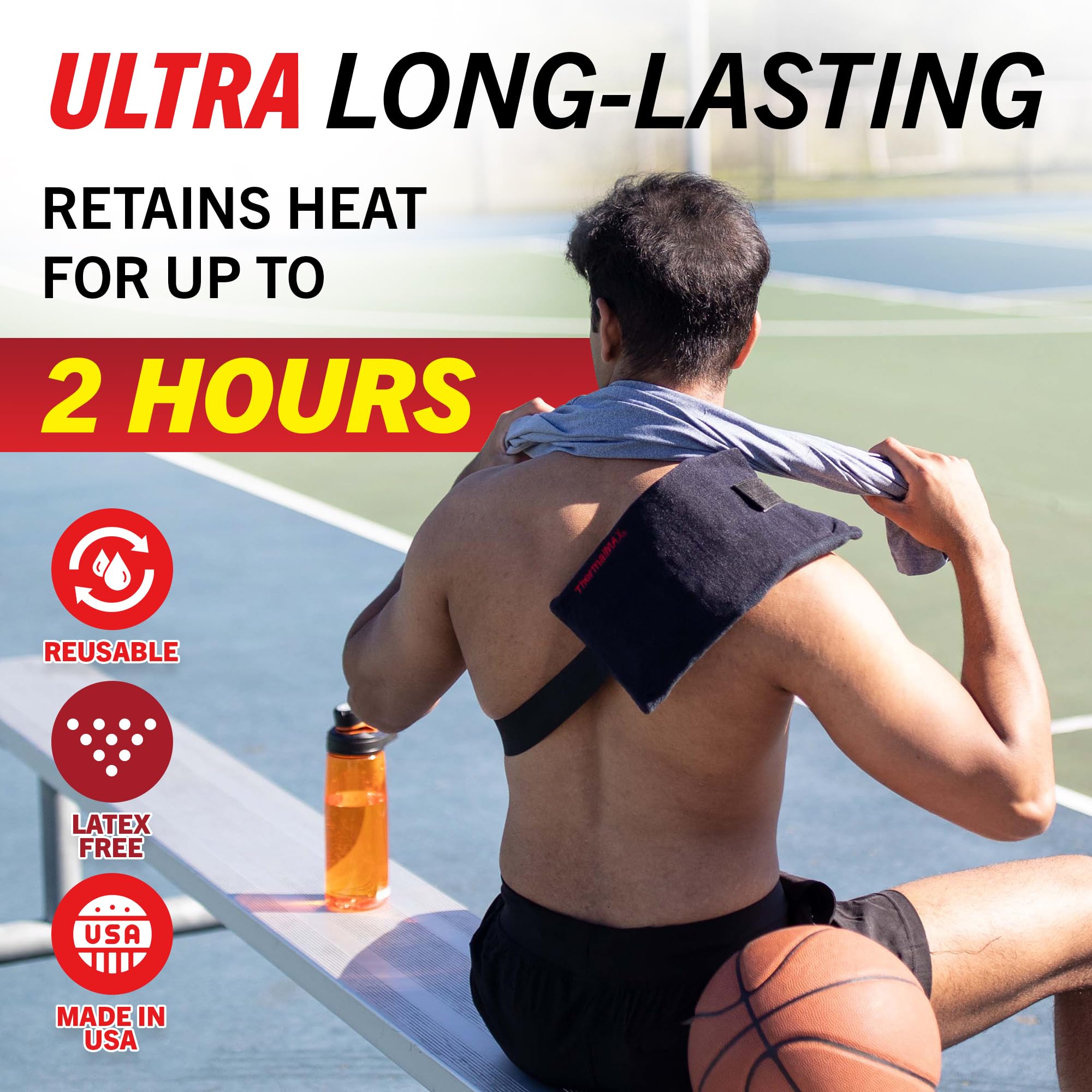 Reusable Heat Pack for Pain Relief - Long-Lasting 2-Hour Therapeutic Heating Pad with Adjustable Straps | Fast-Heating Muscle Comfort Wrap for Knee, Back & Hip Pain | Ideal for Post-Surgery Recovery, Arthritis & Period Cramps | Medium Size