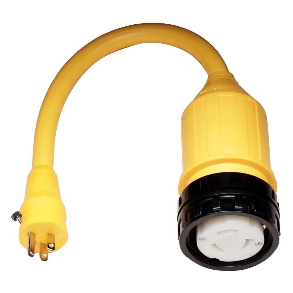 Marinco 115A Pigtail Power Adapter - 50A Female to 15A Male RV/Generator Cord Converter for Camping, Boating & Outdoor Power Supply