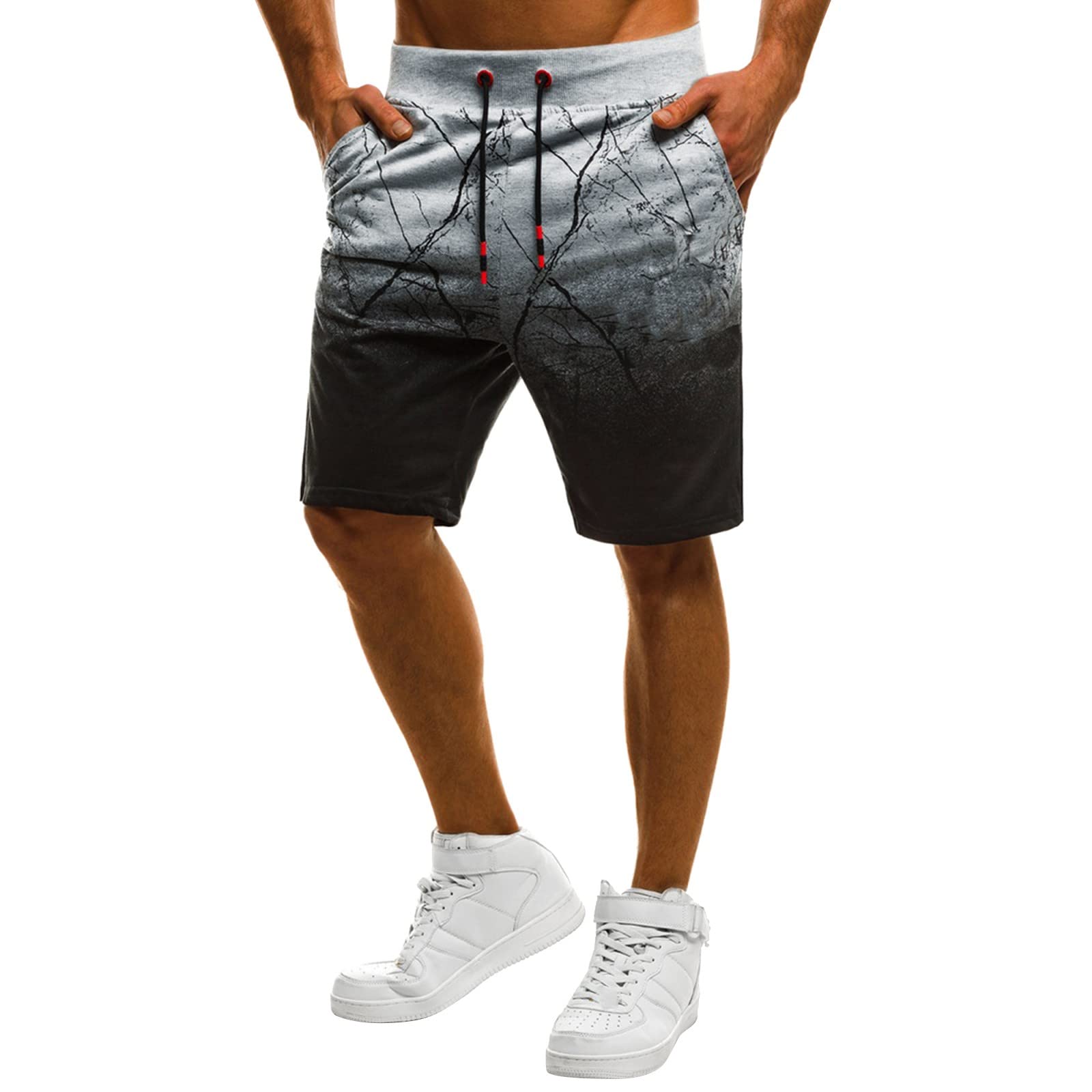 Bimgwuz Men's Running Shorts - Elastic Waistband, Tie-Dye Design, Loose Fit for Summer Sports & Casual Wear - Perfect for Jogging, Gym, and Outdoor Activities