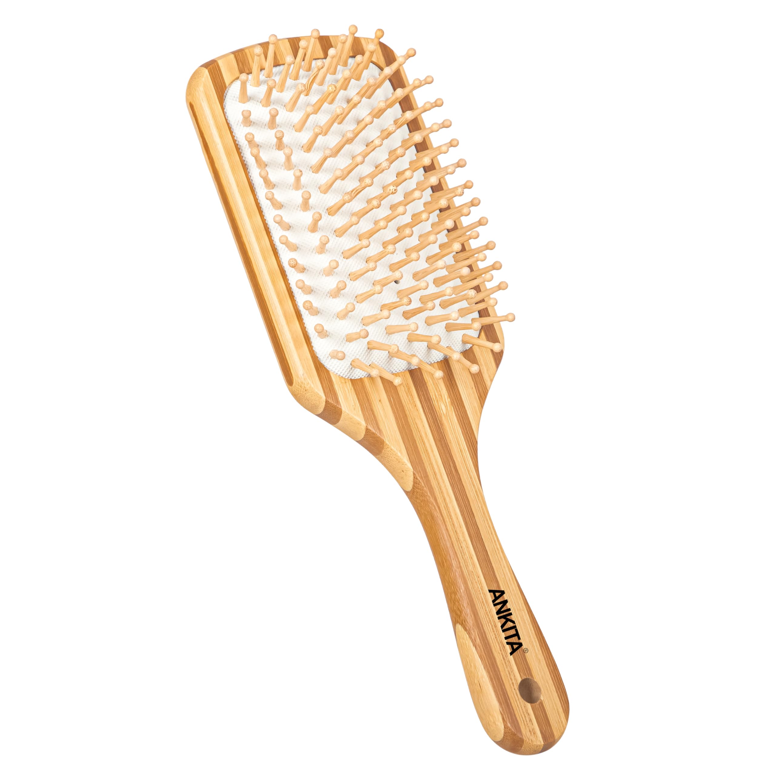 Ankita Bamboo Wood Paddle Hair Brush with Natural Bamboo Bristles - Gentle Detangling & Smoothing Hair Brush for Men & Women - Perfect for Daily Hair Care, Styling & Scalp Massage at Home or Travel