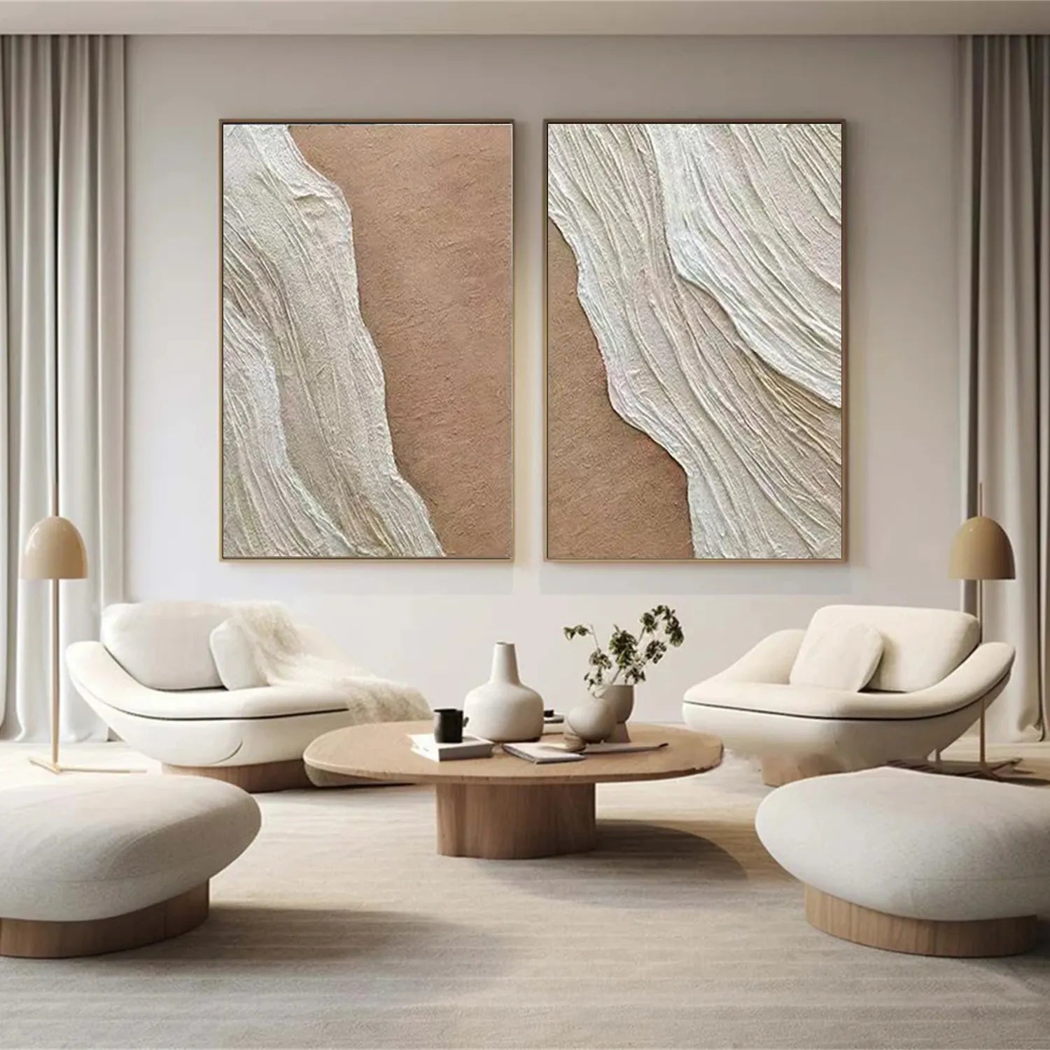 Ocean and Sky Painting Set of 2 - Modern Coastal Wall Art for Living Room & Bedroom Decor - Ready to Hang Canvas Prints - Perfect for Beach House or Office Wall Decor