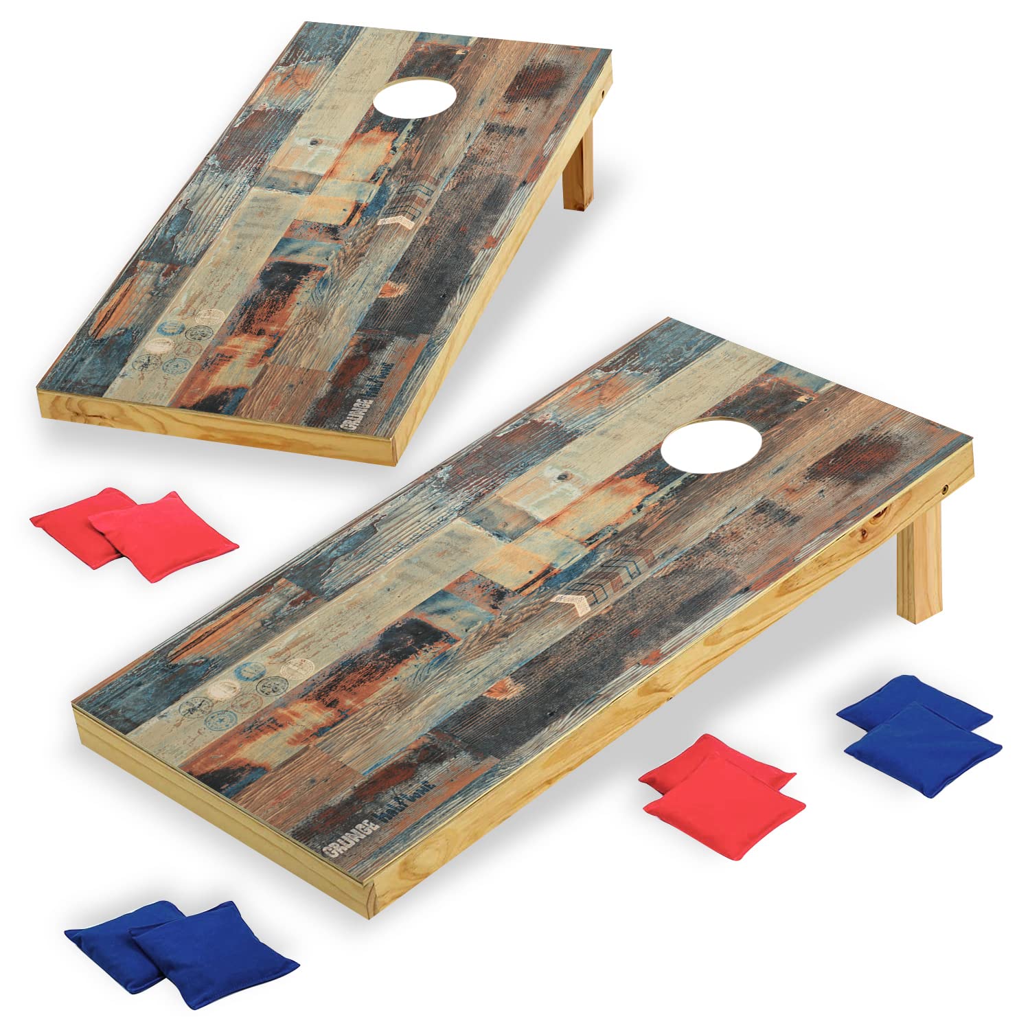 Premium Foldable Wood Cornhole Set - Waterproof Bean Bag Toss Game with 8 Bean Bags | Portable Outdoor Lawn Yard Game for Family, Parties, BBQ & Tailgating