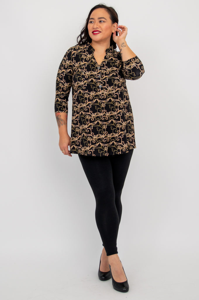 Edwina Women's Bamboo V-Neck Top - Soft & Breathable Bijou Blouse for Casual Wear, Office & Summer Outfits