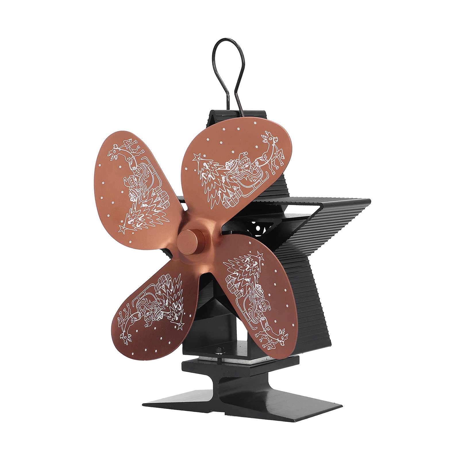 4-Blade Heat-Powered Stove Fan - Bronze for Fireplace & Wood Stove Heating