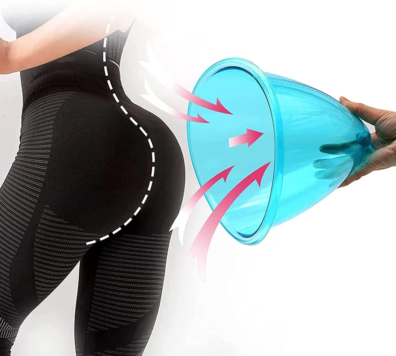 **1800ML Vacuum Cupping Machine Accessories - Y Type Hose Therapy Buttock Lift & Body Massage Cups (1 Pair, Blue) - Perfect for Home Spa, Cellulite Reduction & Relaxation**