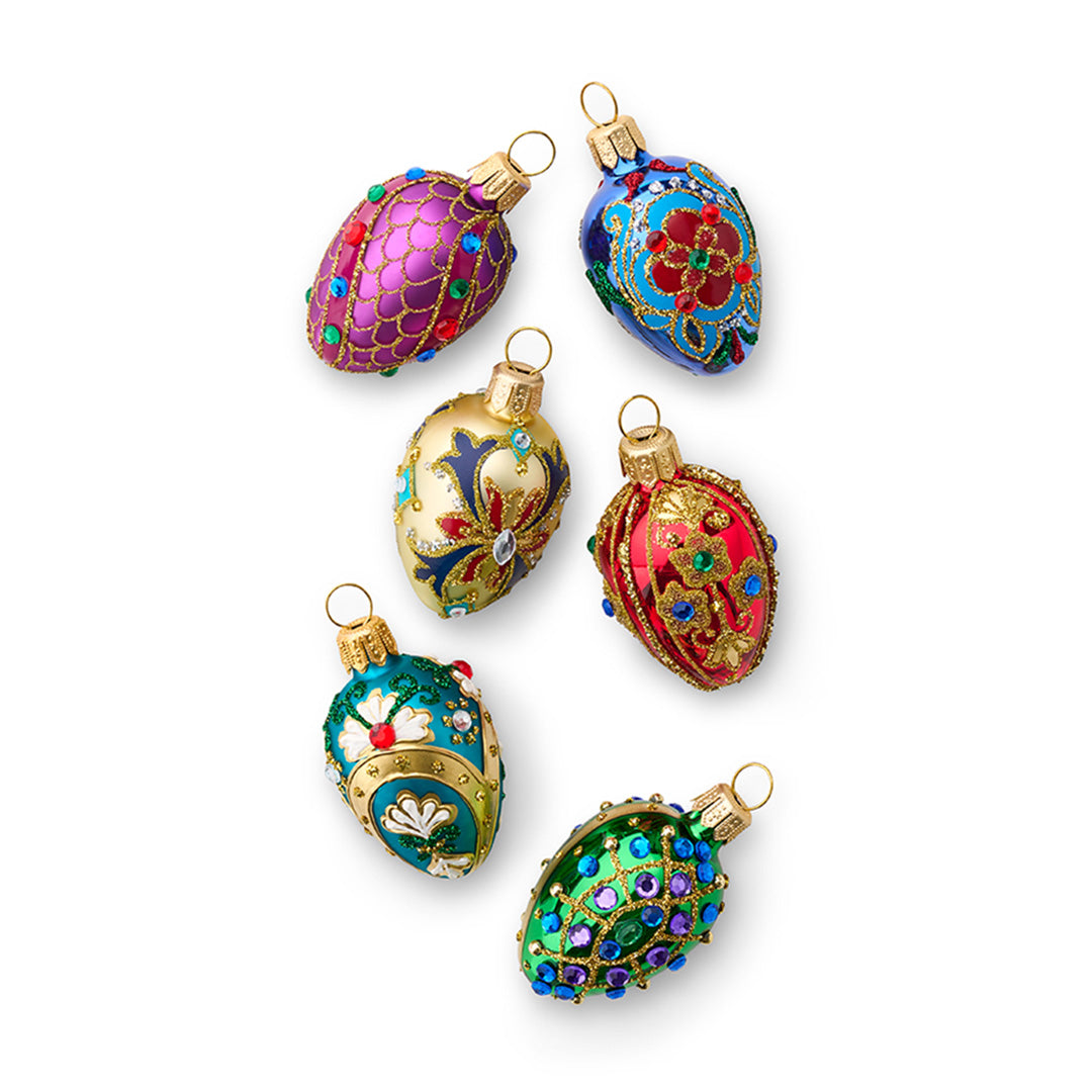 Mini Egg Ornaments Set of 6 - Colorful Easter Decorations for Tree, Home, Party & DIY Crafts