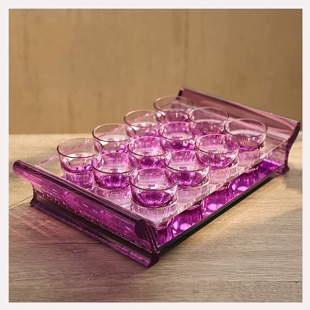 Acrylic Whisky Shot Glass Holder & Serving Tray - 44.1x25.8x8.8cm Clear Barware Set with Shock & Wear Resistance (Pink) - Perfect for Home Bars, Parties & Whisky Tasting Events