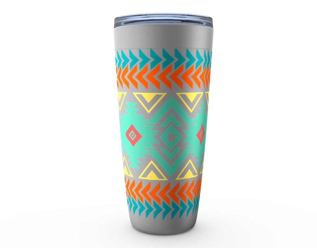 Insulated Travel Mug with Southwestern Aztec Design - Leak-Proof Stainless Steel Tumbler for Coffee, Tea & Cold Drinks | Perfect for Camping, Office & Road Trips