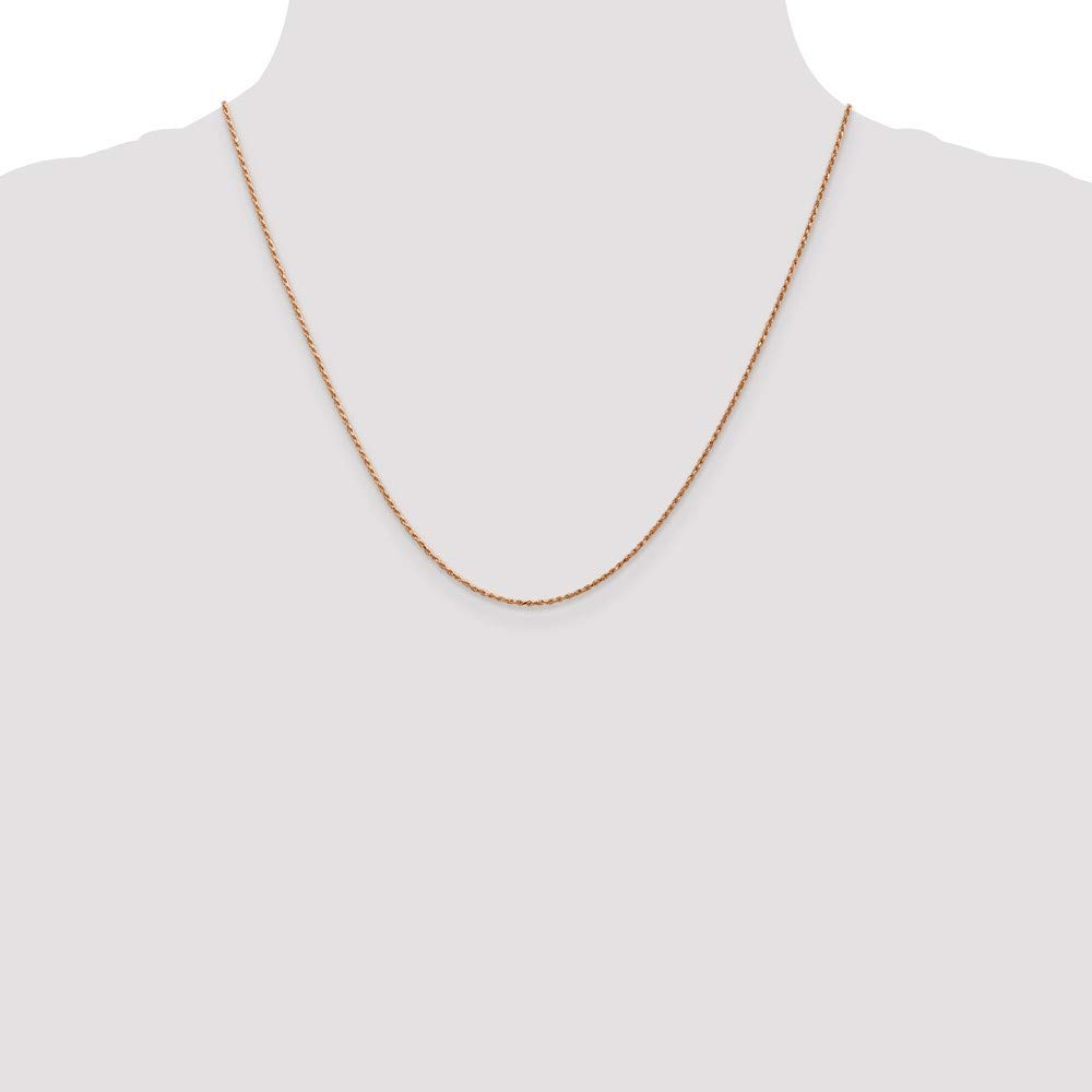 Roy Rose Jewelry 14K Rose Gold 1mm Diamond-Cut Rope Chain Necklace - 20 Inch Length - Perfect for Layering, Gift Giving & Everyday Elegance