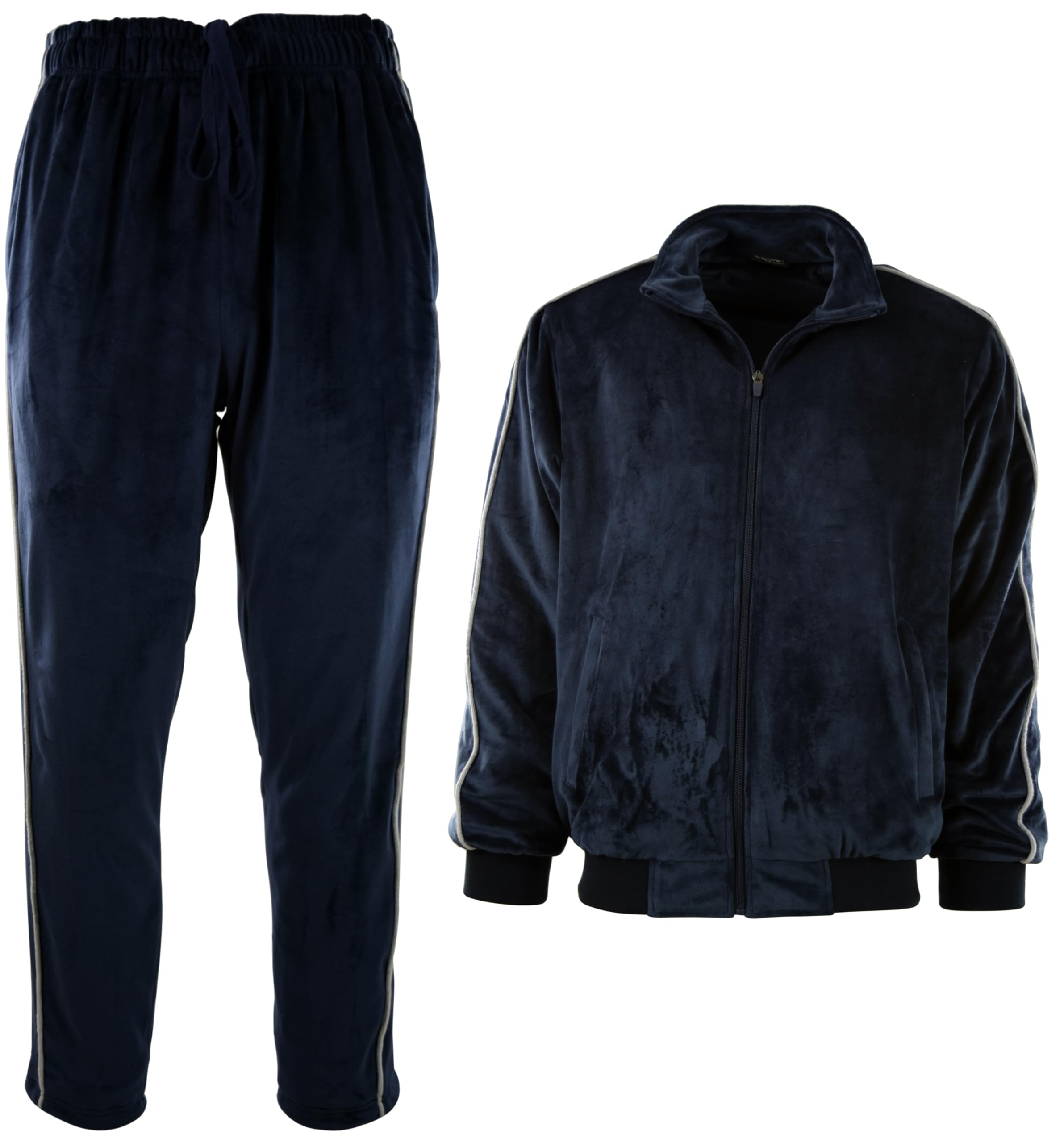 Men's Velour Tracksuit Set with Zippered Pockets & Soft Velour Lining - Comfortable Lounge Wear for Home, Gym & Casual Outings