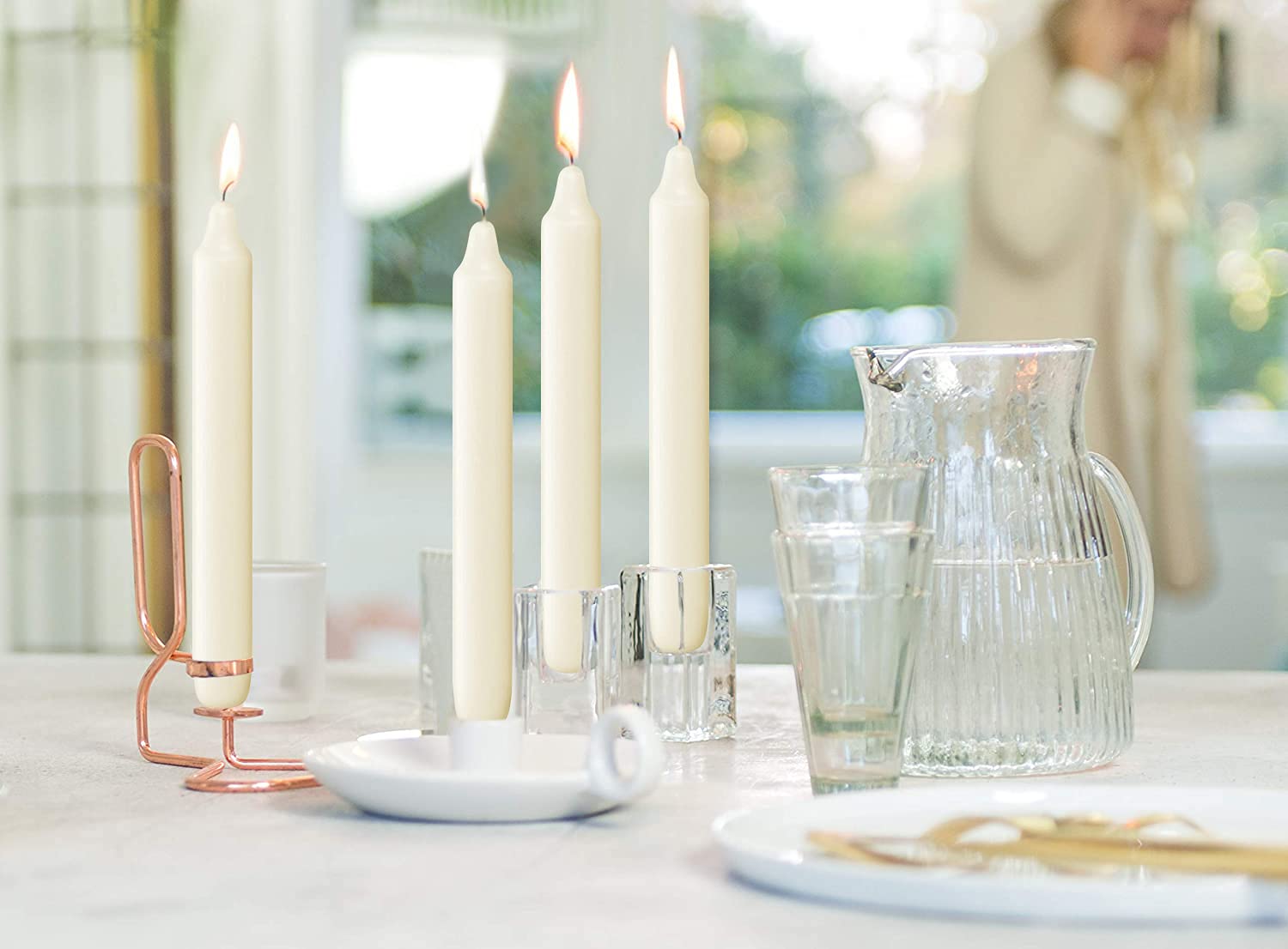 BOLSIUS Ivory Candlesticks - Bulk Pack of 135 Unscented Dinner Candles (3 Packs) - Premium European Quality, Smokeless & Dripless - 6+ Hour Burn Time - Perfect for Weddings, Restaurants & Romantic Dinners