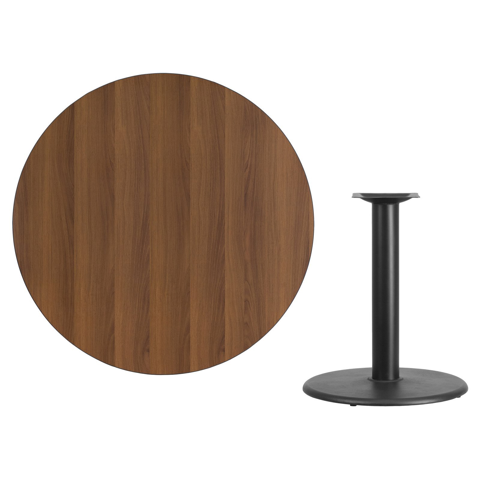 Flash Furniture Graniss 42-Inch Round Mahogany Laminate Dining Table with 24-Inch Height Base - Perfect for Kitchen, Dining Room, and Small Space Gatherings